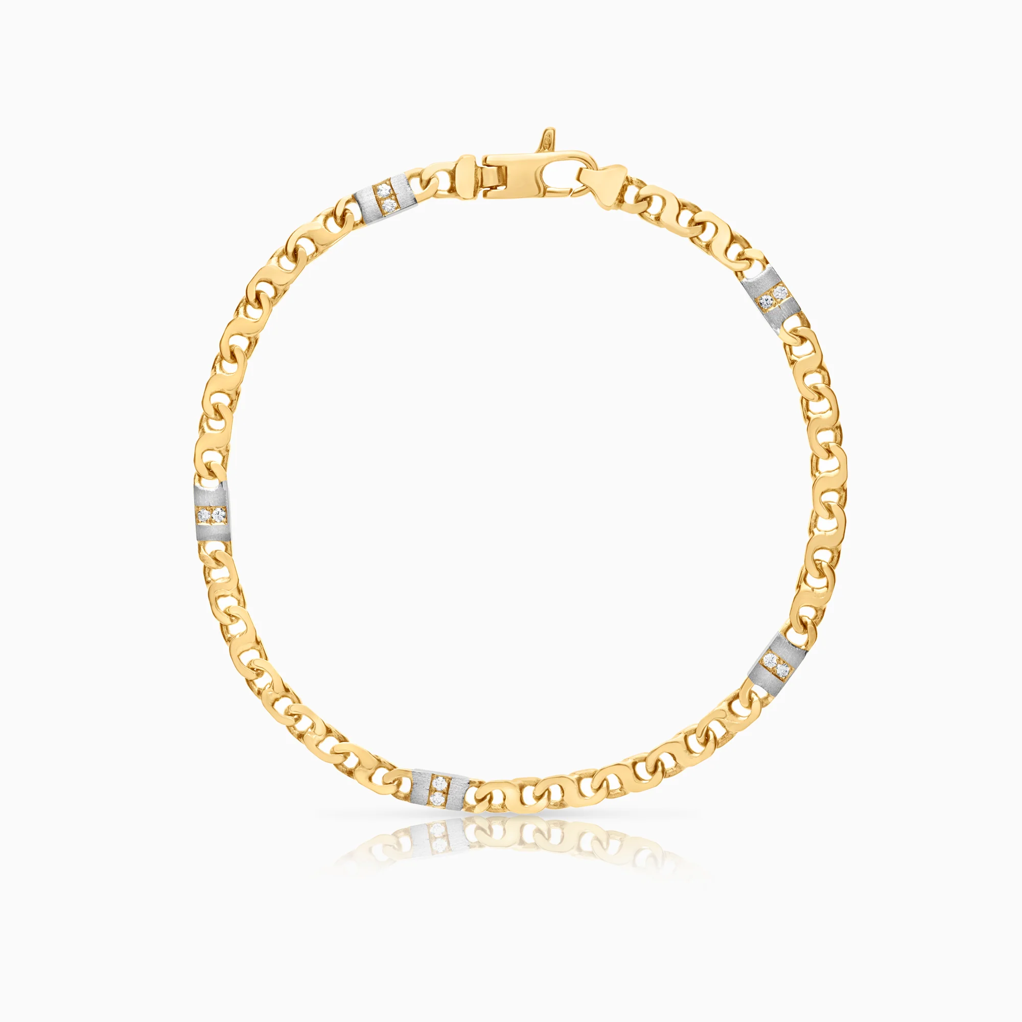 Diamond bracelet fantasy 0.10ct 18K white/yellow gold