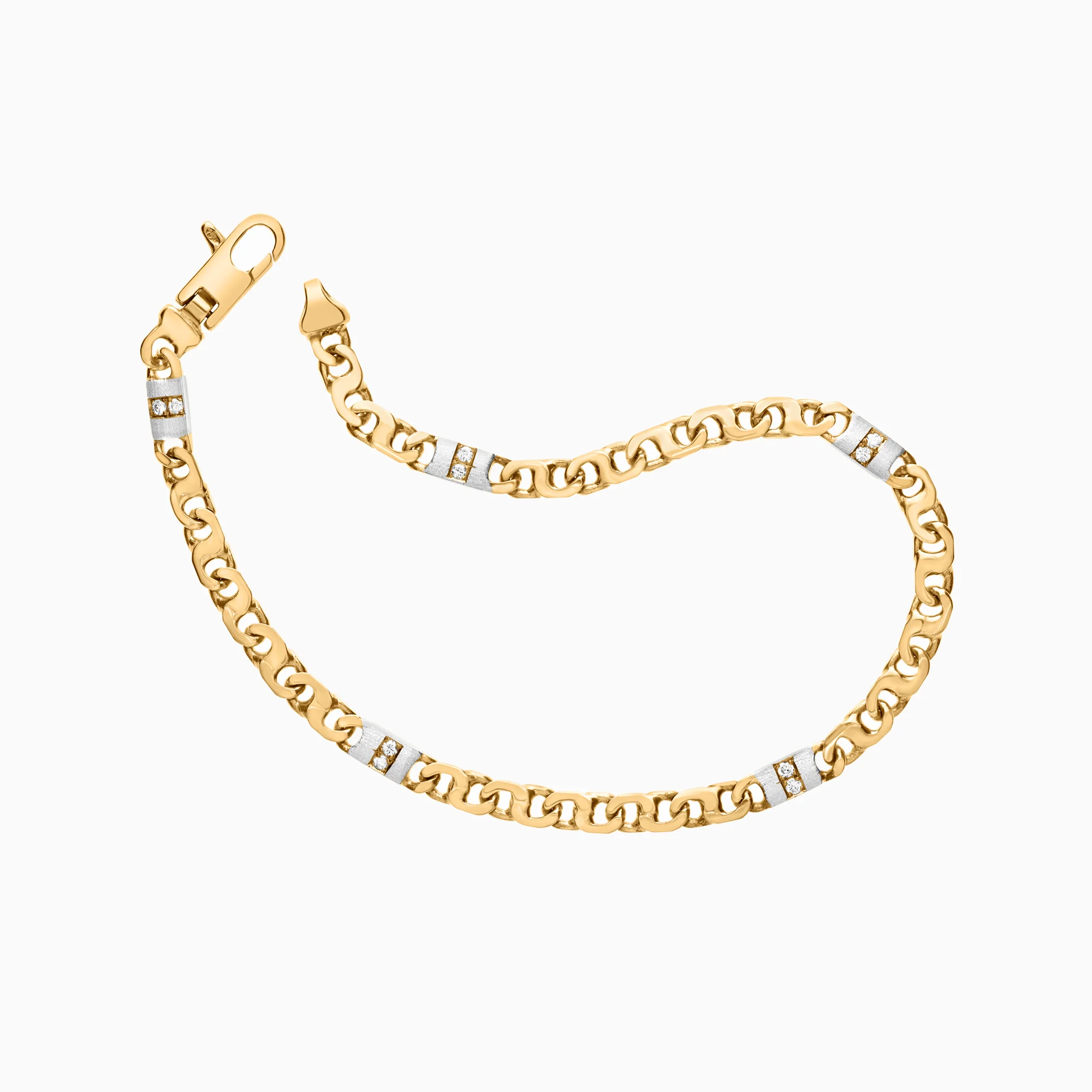 Diamond bracelet fantasy 0.10ct 18K white/yellow gold - Image 3
