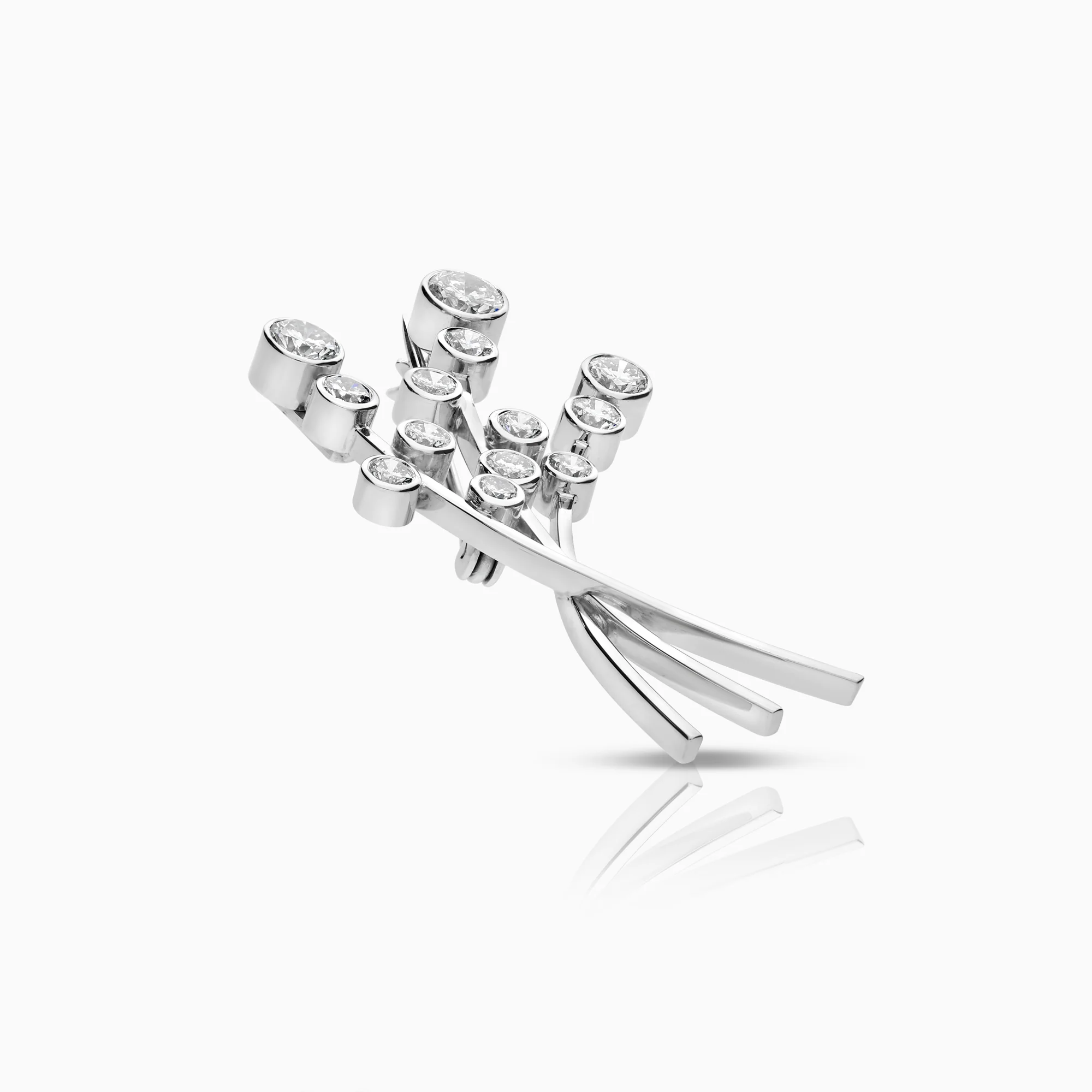 Diamond brooch 1.74ct 18K white gold - Image 3