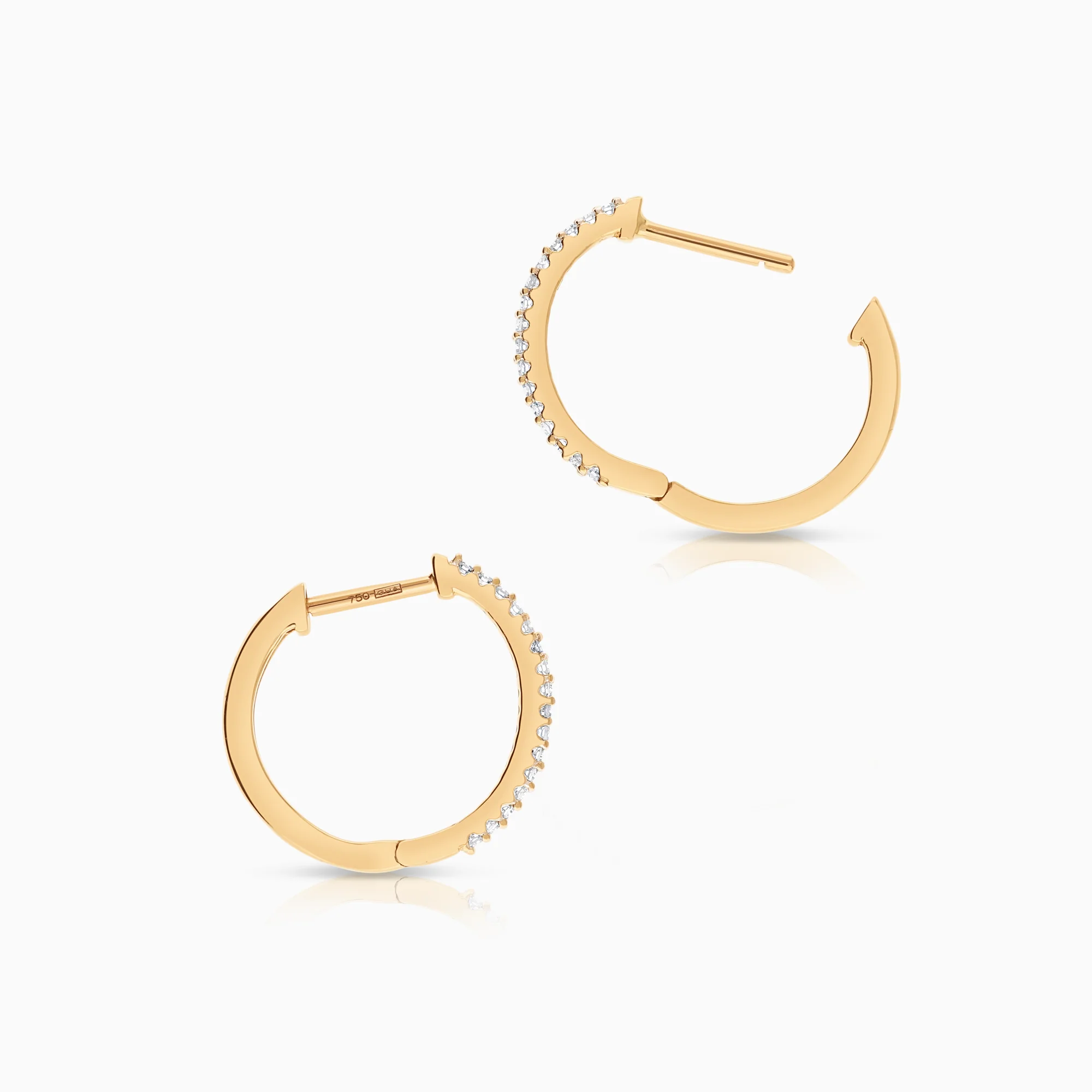 Diamond hoops 0.16ct 18K gold - Image 2