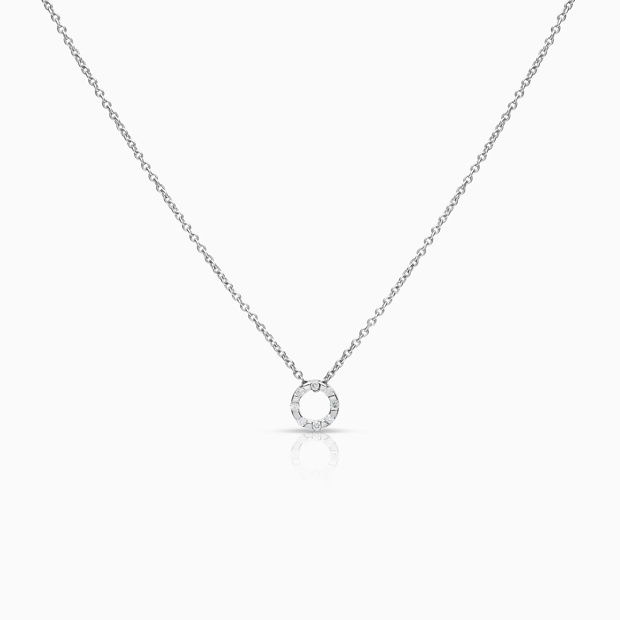 Diamond necklace 0.08ct 18K white gold