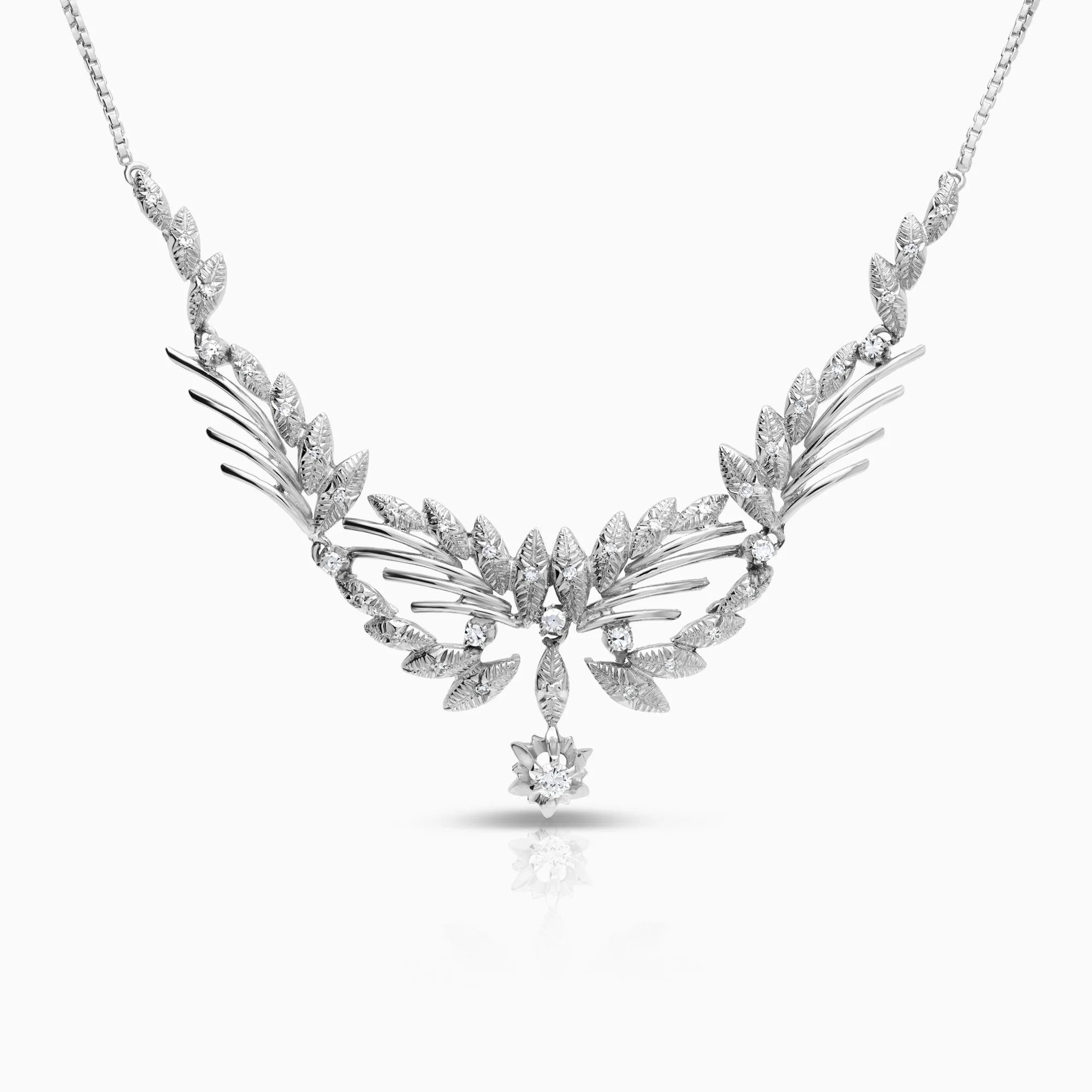 Diamond necklace 0.49ct 18K white gold