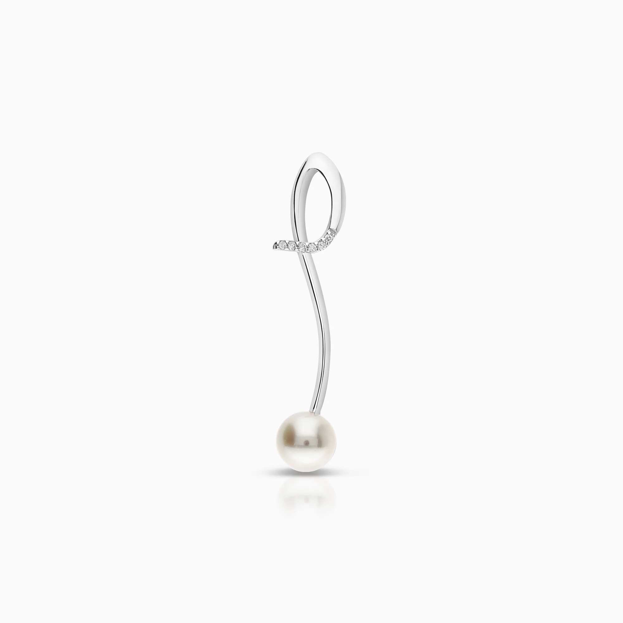 Diamond pendant 0.07ct 18K white gold with pearl