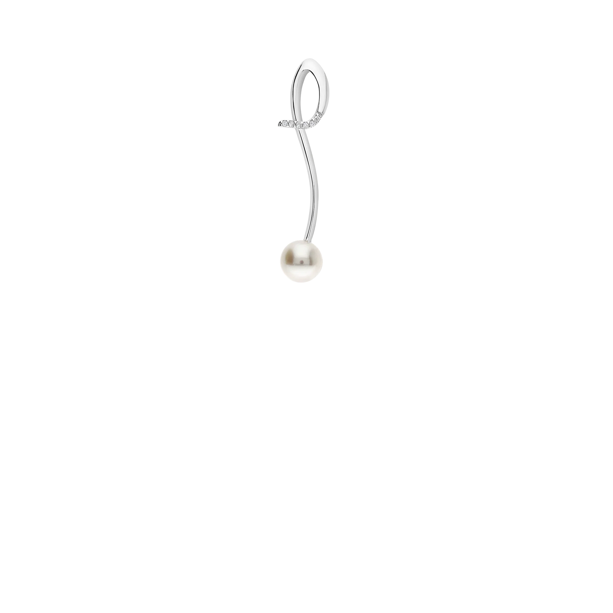 Diamond pendant 0.07ct 18K white gold with pearl - Image 2