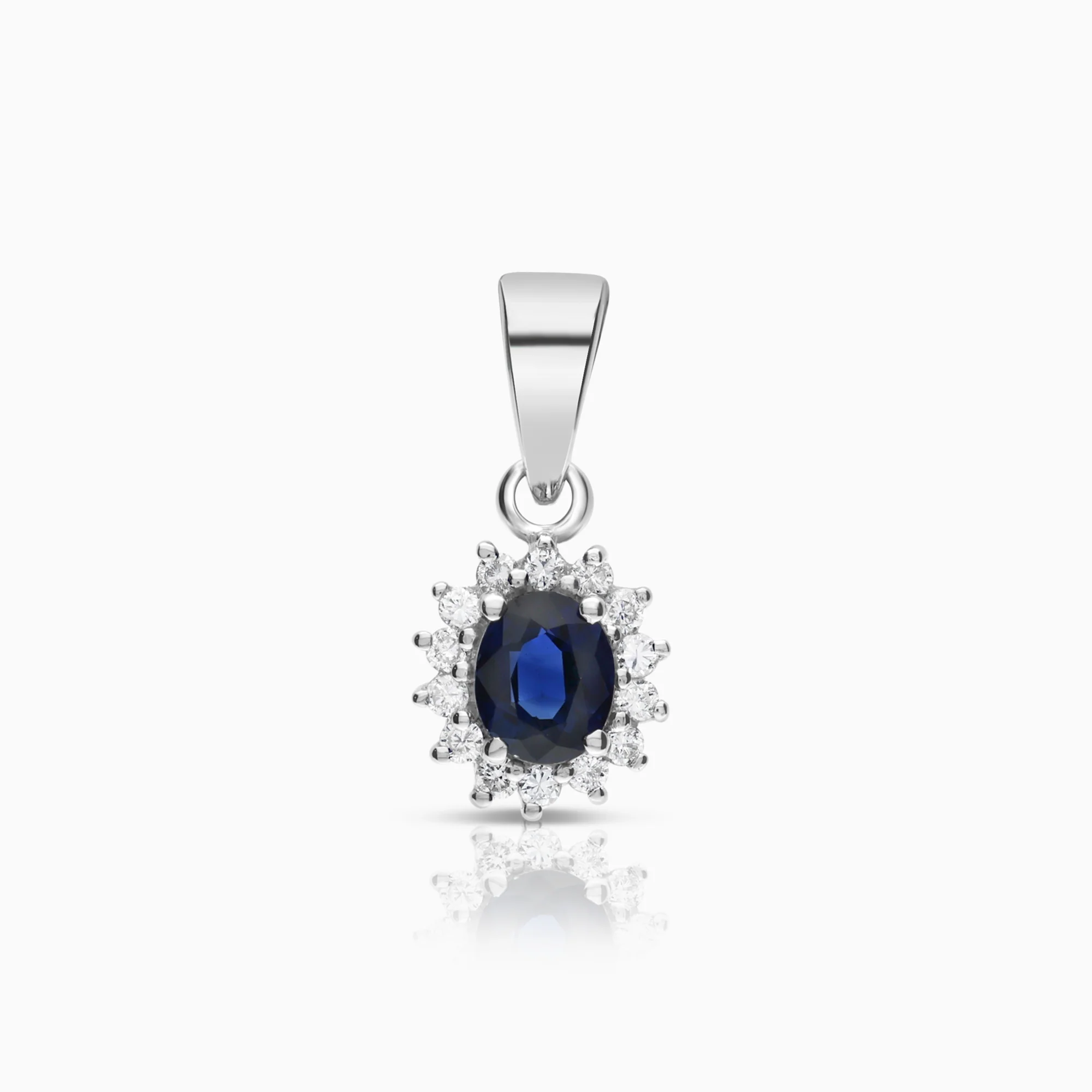 Diamond pendant 0.12ct with sapphire 18K white gold