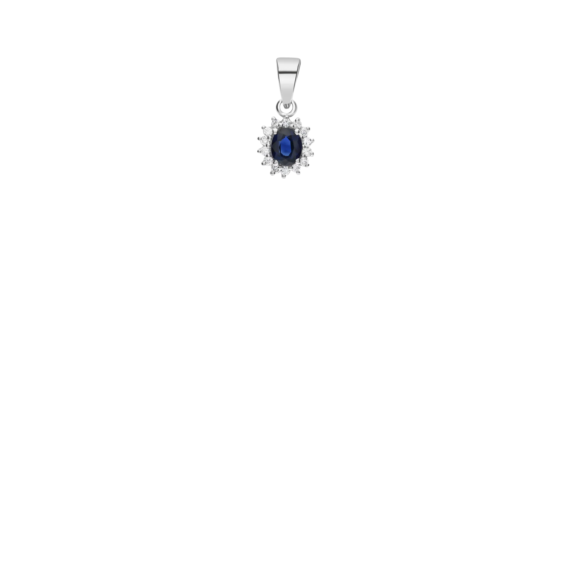 Diamond pendant 0.12ct with sapphire 18K white gold - Image 2