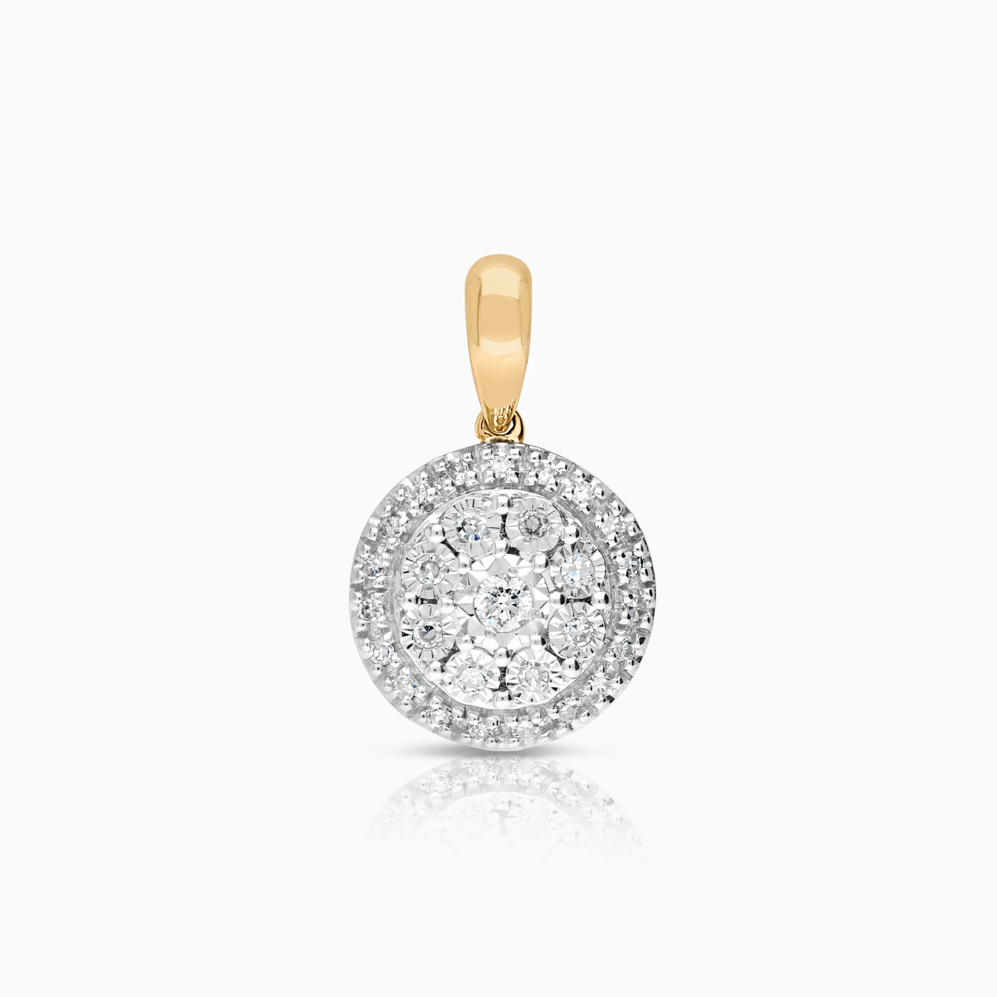 Diamond pendant halo 0.11ct 18K gold