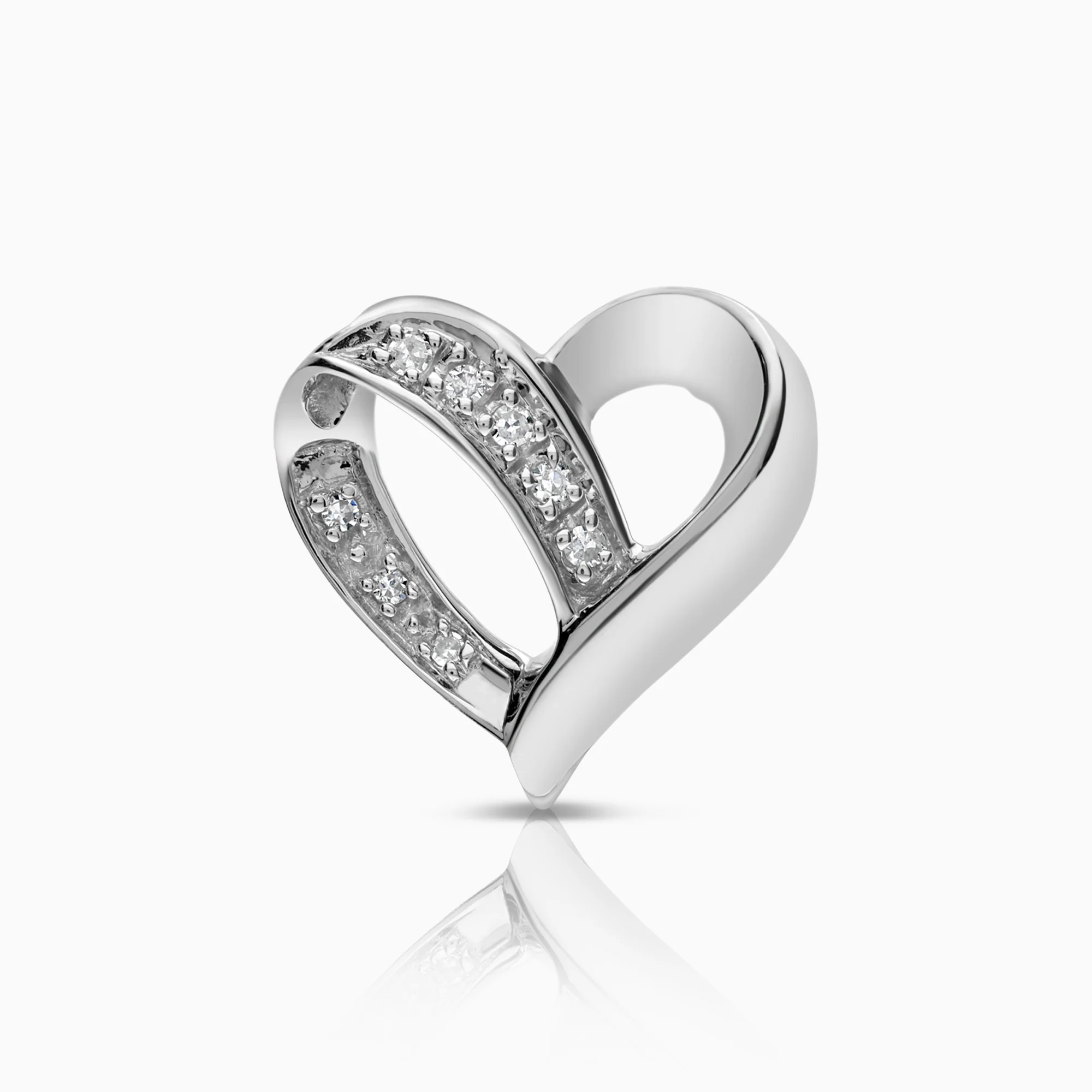 Diamond heart pendant 0.12ct 18K white gold