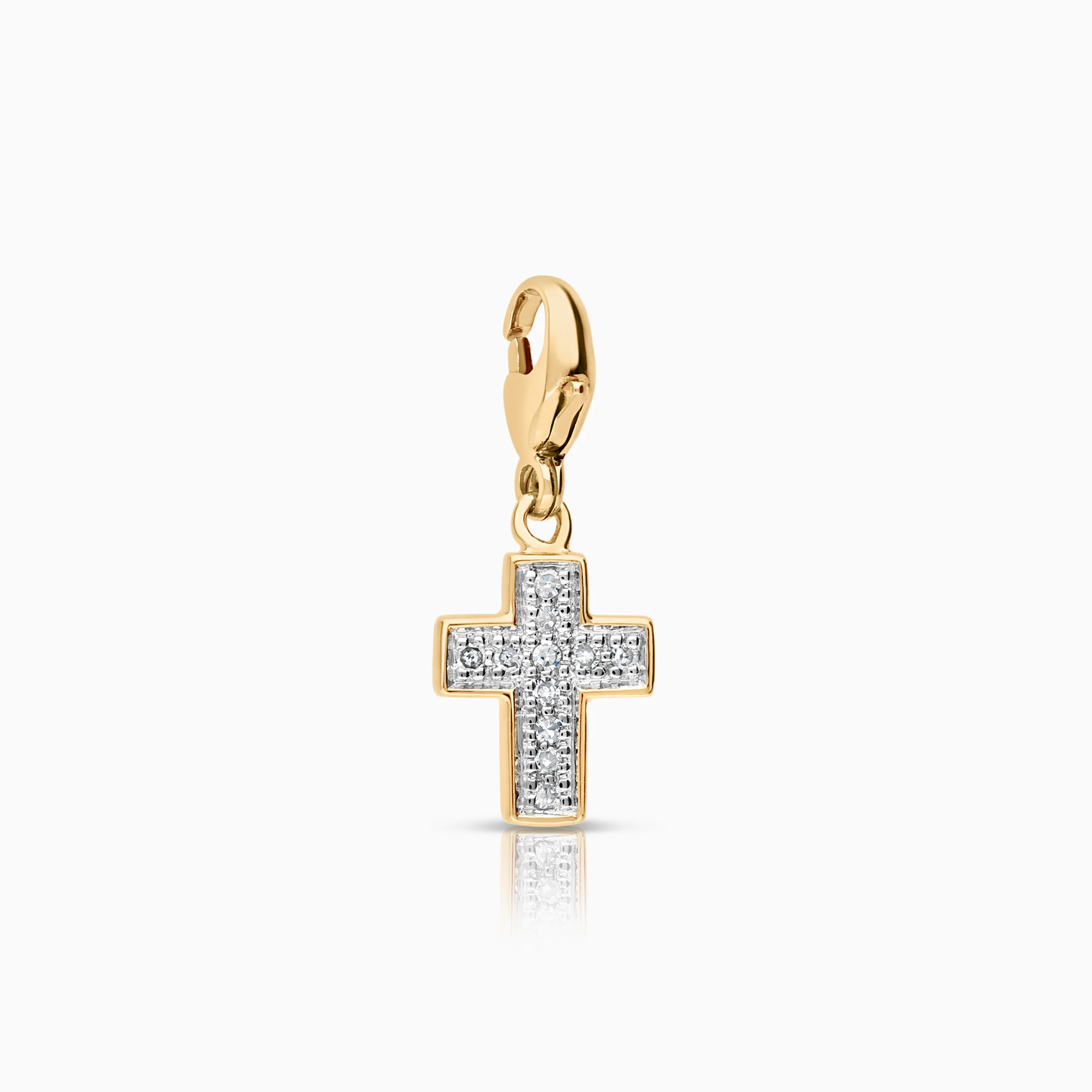 Diamond pendant cross 0.05ct 18K gold