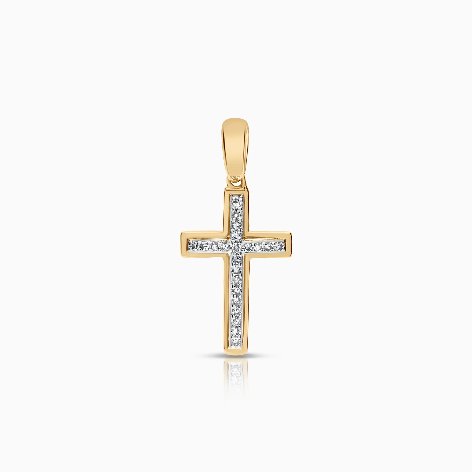 Diamond pendant cross 0.06ct 18K gold