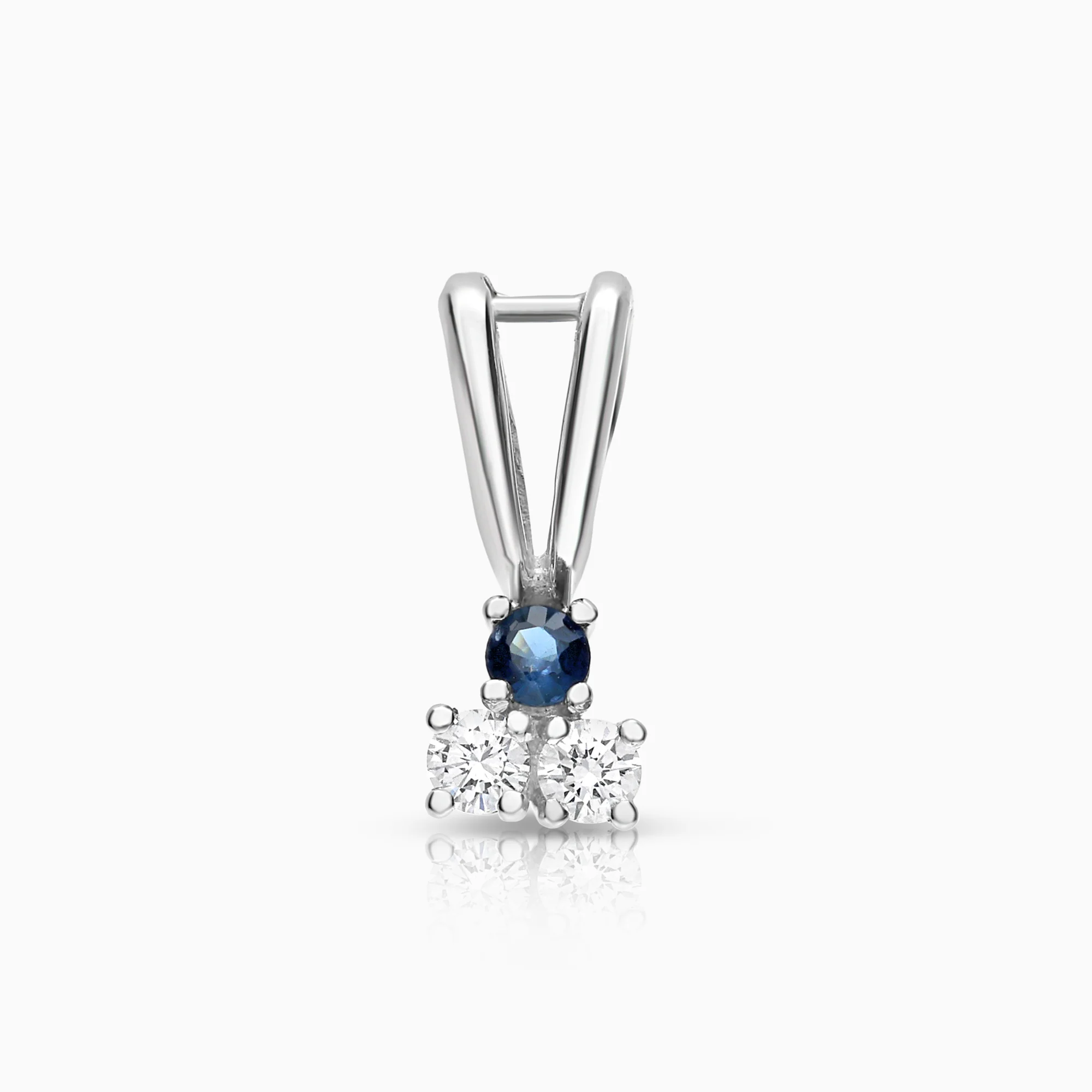 Diamond pendant with blue sapphire 0.08ct 18K white gold