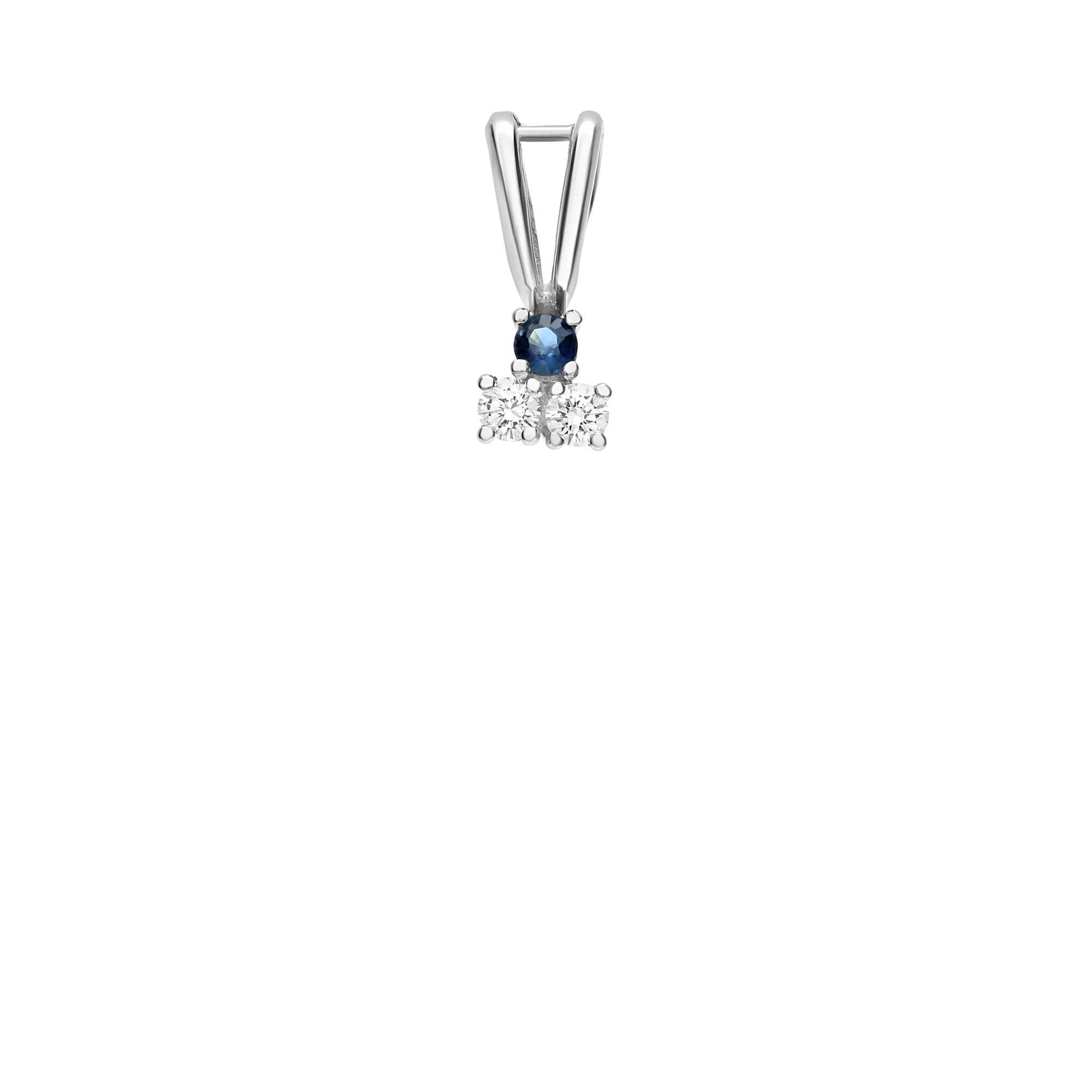 Diamond pendant with blue sapphire 0.08ct 18K white gold - Image 2