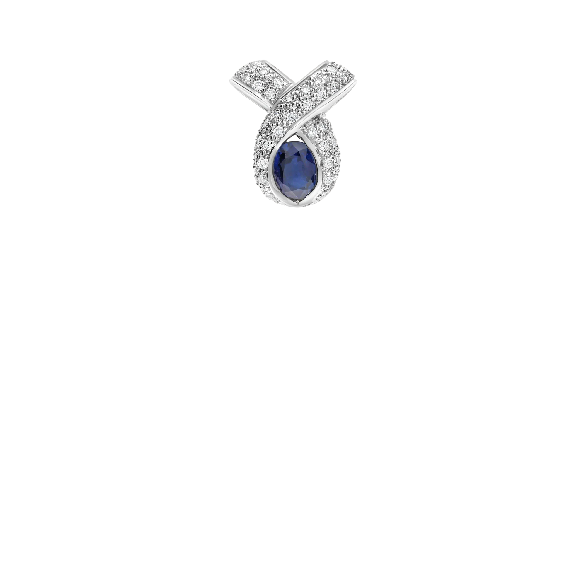 Diamond pendant with blue sapphire 0.22ct 18K white gold - Image 2