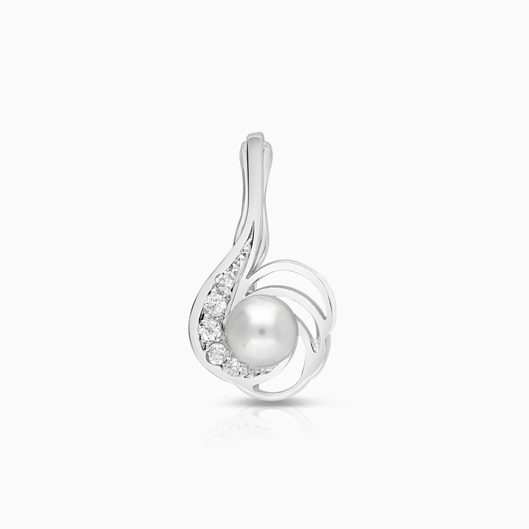 Diamond pendant with pearl 2.08g 18K white gold