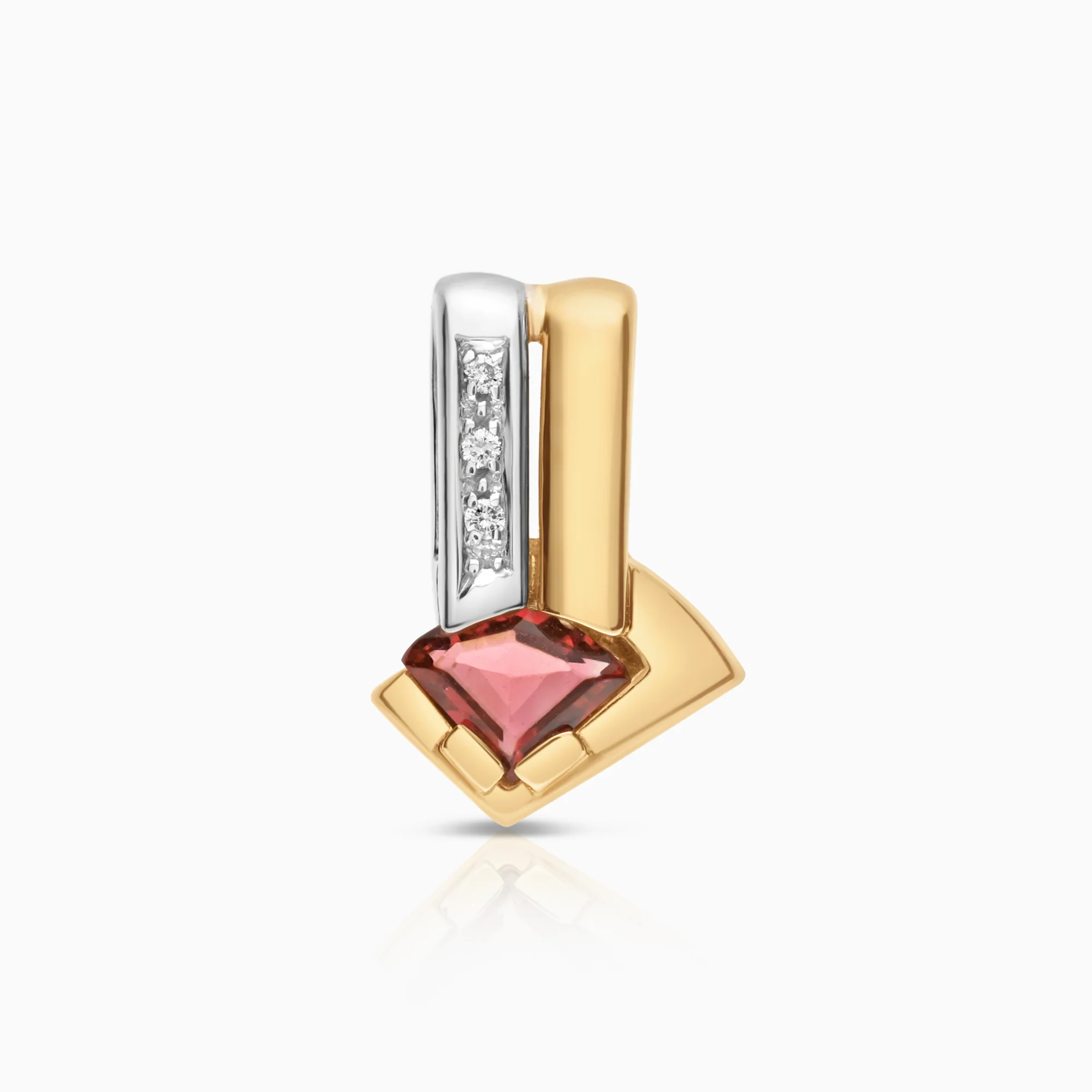 Diamond pendant with pink tourmaline 0.03ct 18K gold