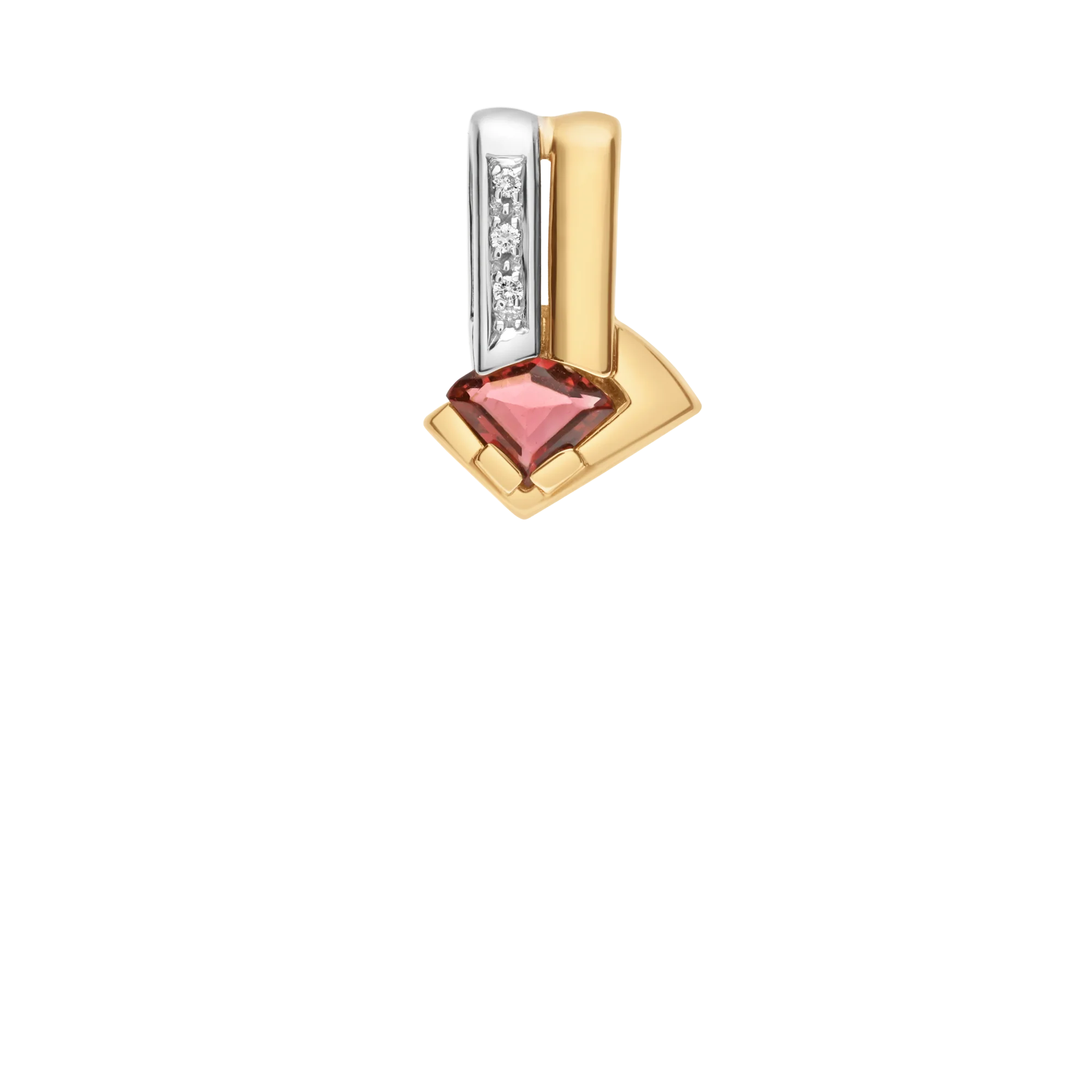 Diamond pendant with pink tourmaline 0.03ct 18K gold - Image 2