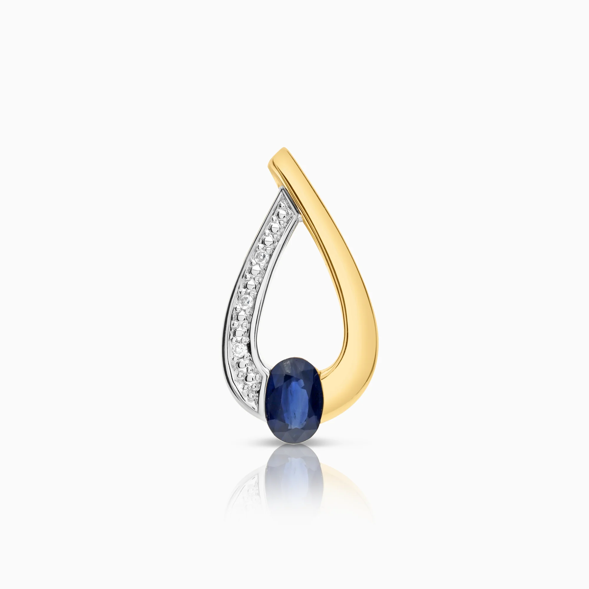 Diamond Pendant with Sapphire 18K White/Yellow Gold