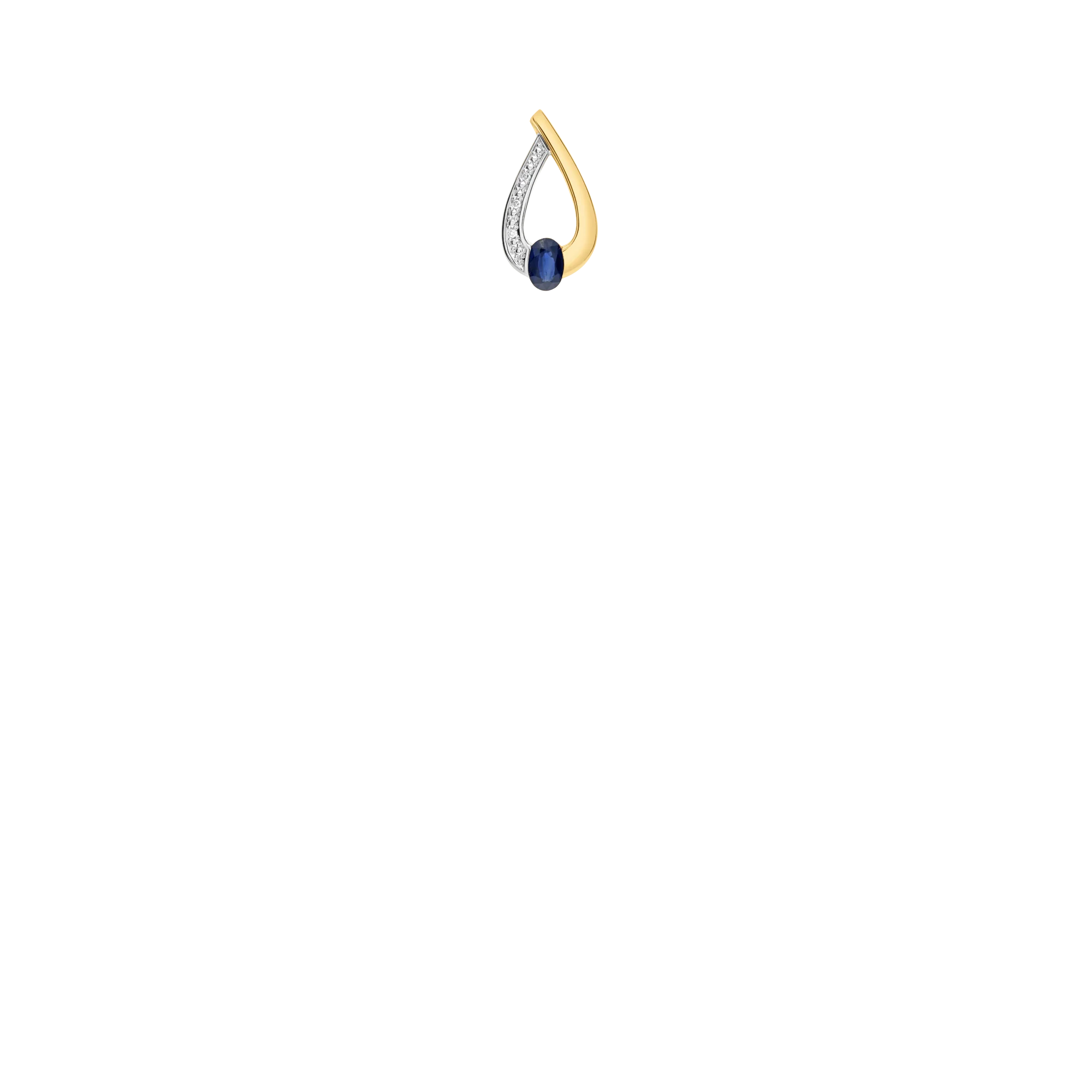 Diamond Pendant with Sapphire 18K White/Yellow Gold - Image 2