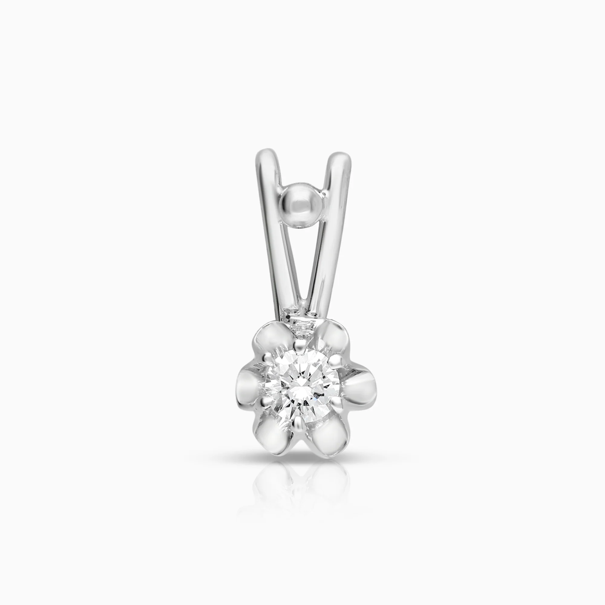 Diamond pendant solitaire 0.07ct 18K white gold
