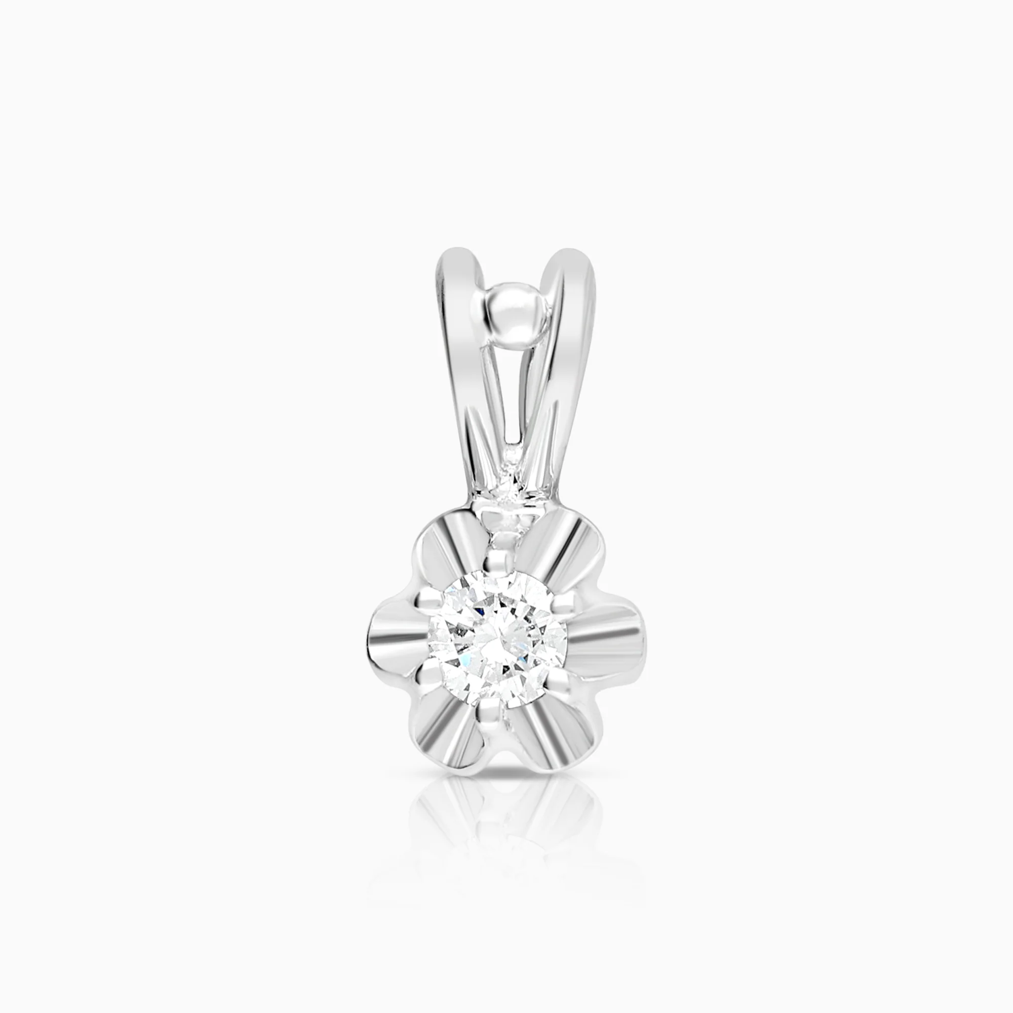 Diamond solitaire pendant 0.08ct 18K white gold