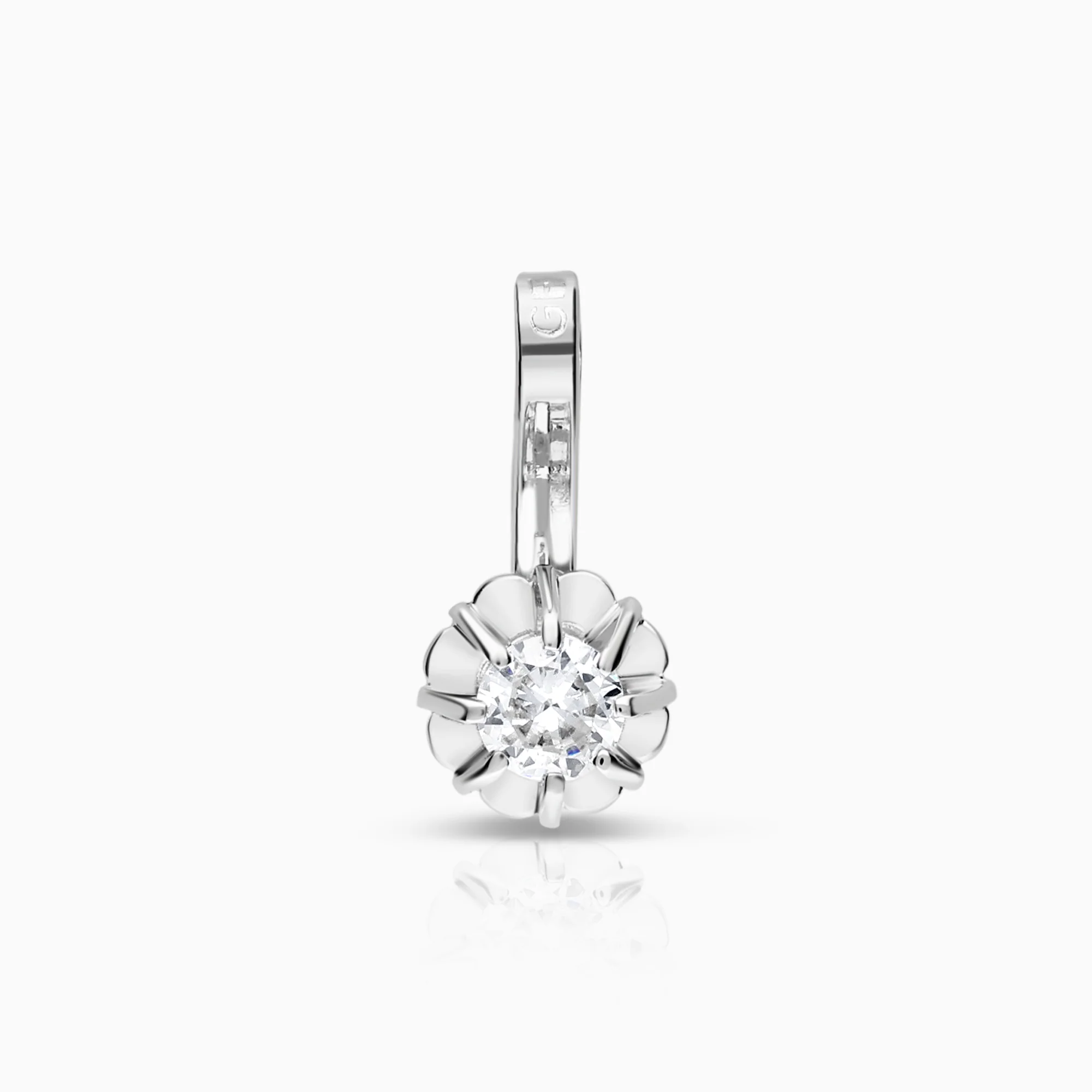 Diamond solitaire pendant 0.08ct 18K white gold