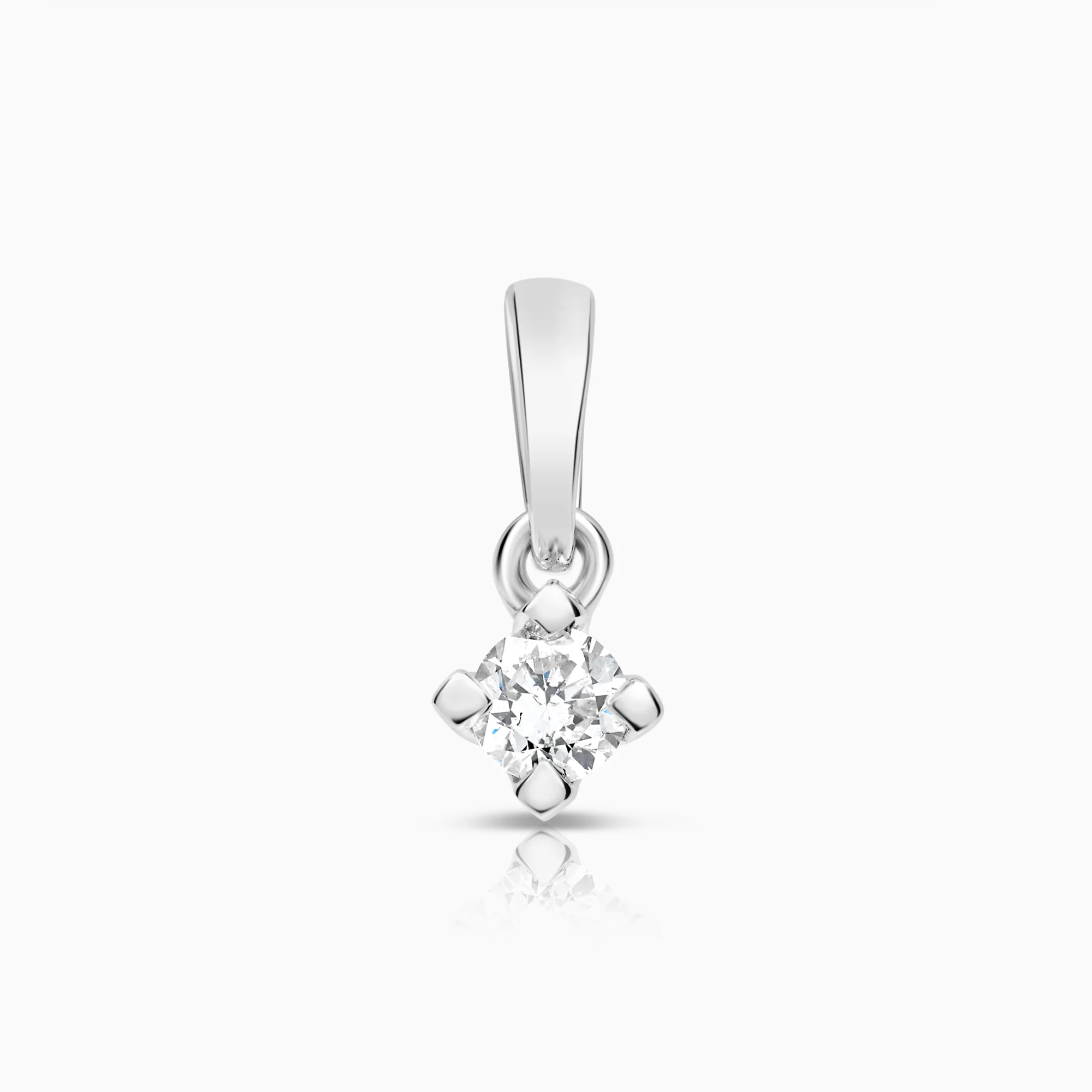 Diamond pendant solitaire 0.10ct 18K white gold
