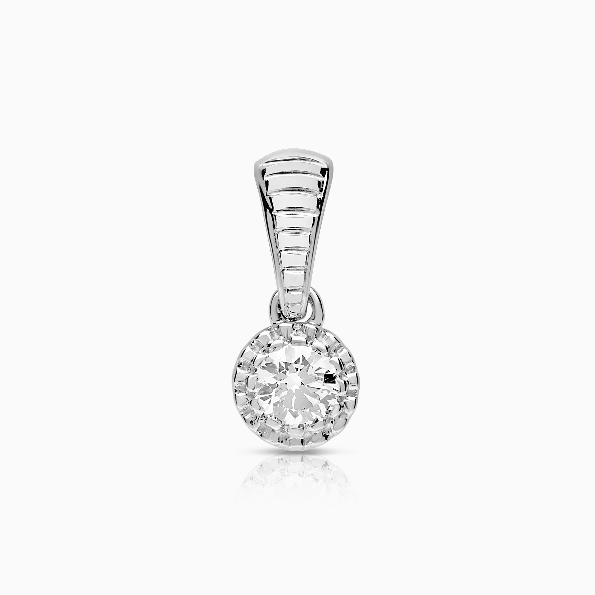 Diamond pendant solitaire 0.10ct 18K white gold