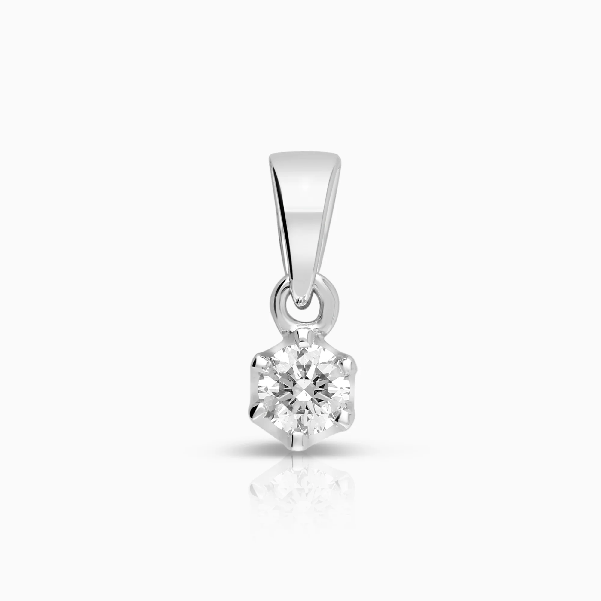 Diamond pendant solitaire 0.20ct 18K white gold