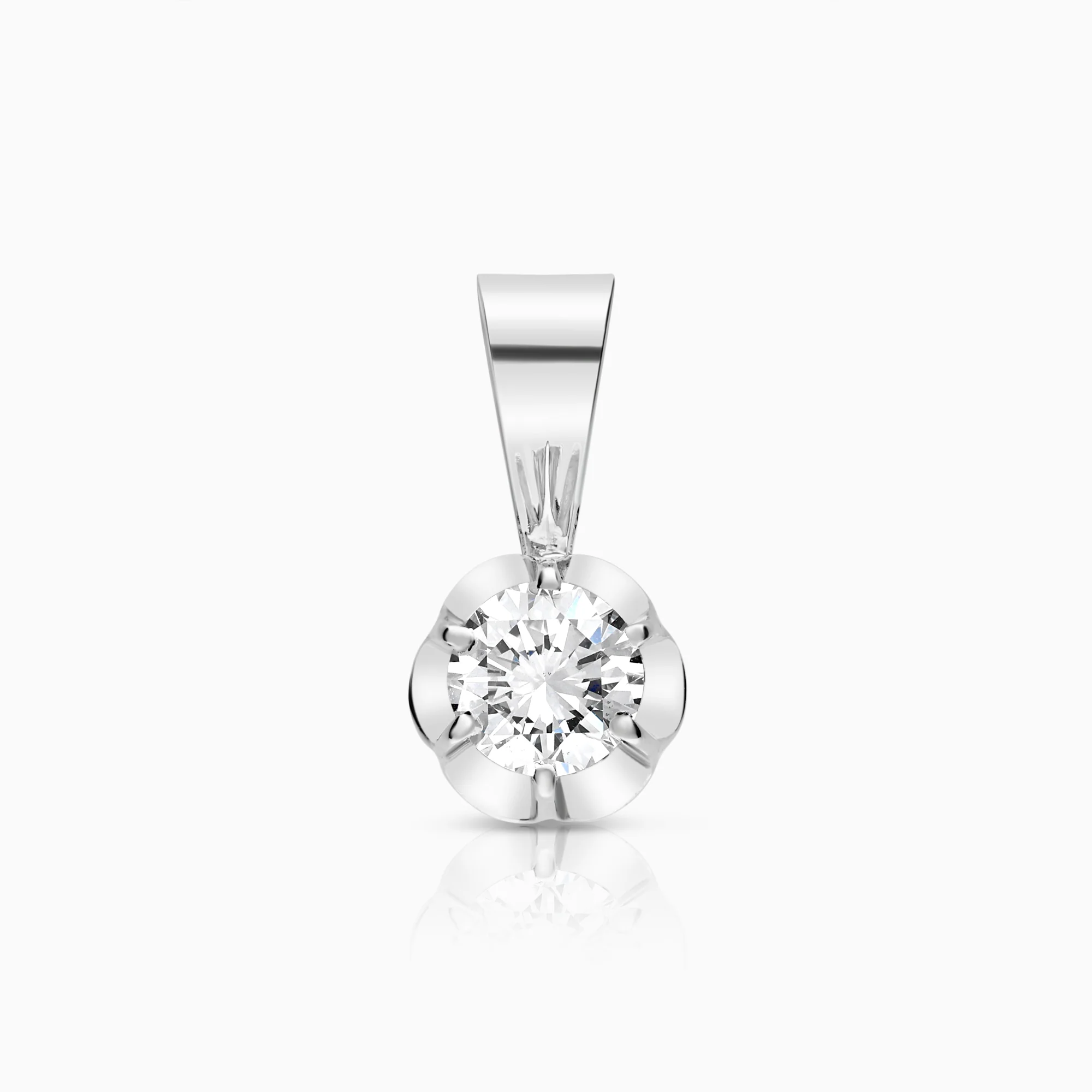 Solitaire diamond pendant 0.48ct 18K white gold