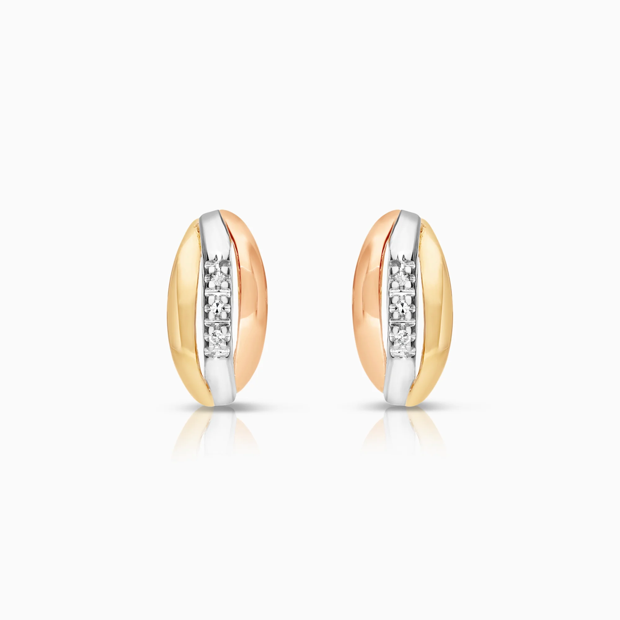 Diamond earrings 0.03ct 18K tri-color gold