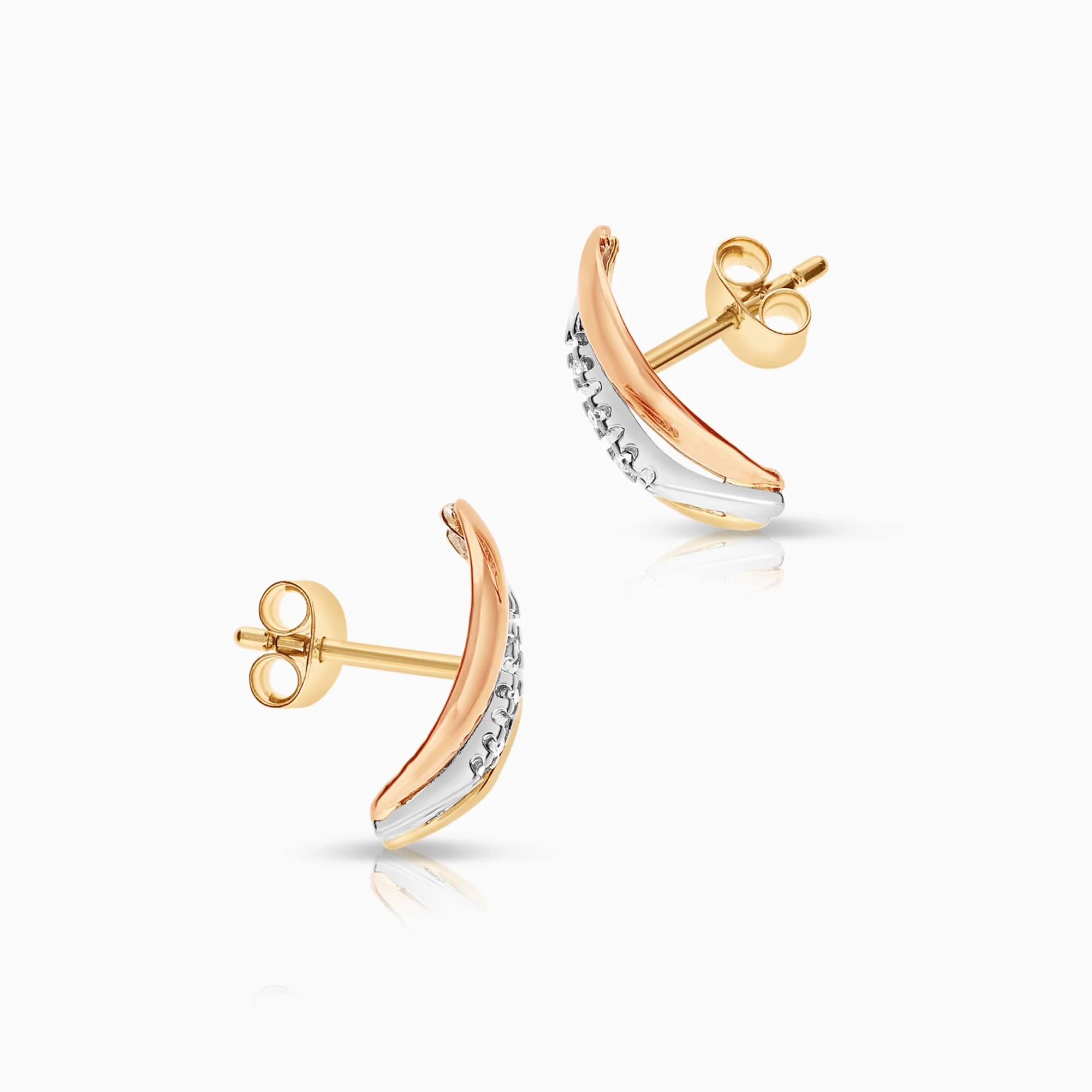 Diamond earrings 0.03ct 18K tri-color gold - Image 2