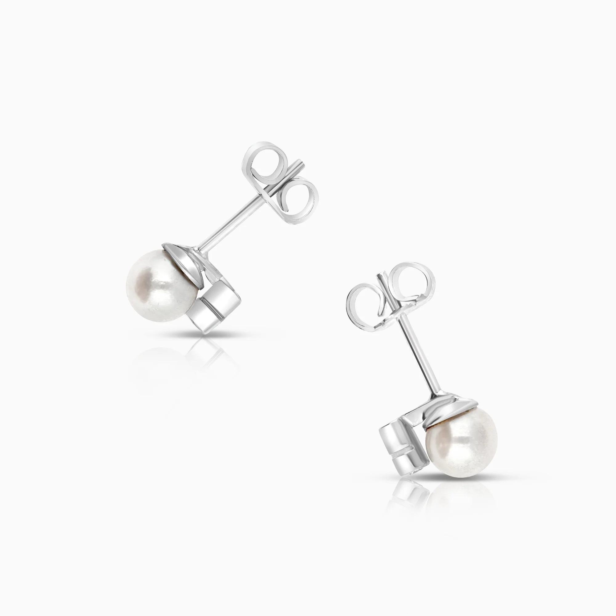 Diamond earrings with pearls 0.04ct 18K white gold - Image 2