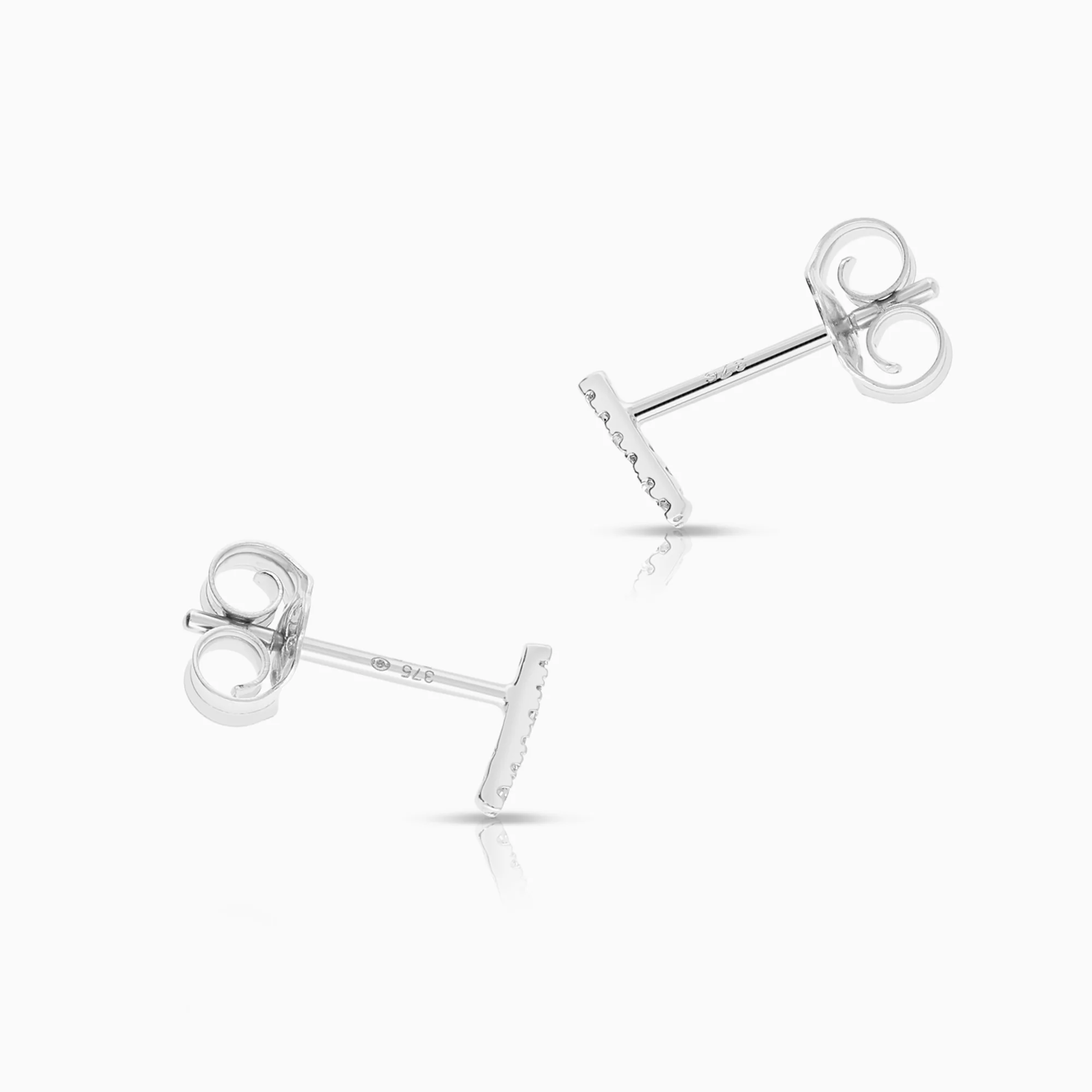 Diamond earrings 0.04ct 9K white gold - Image 2
