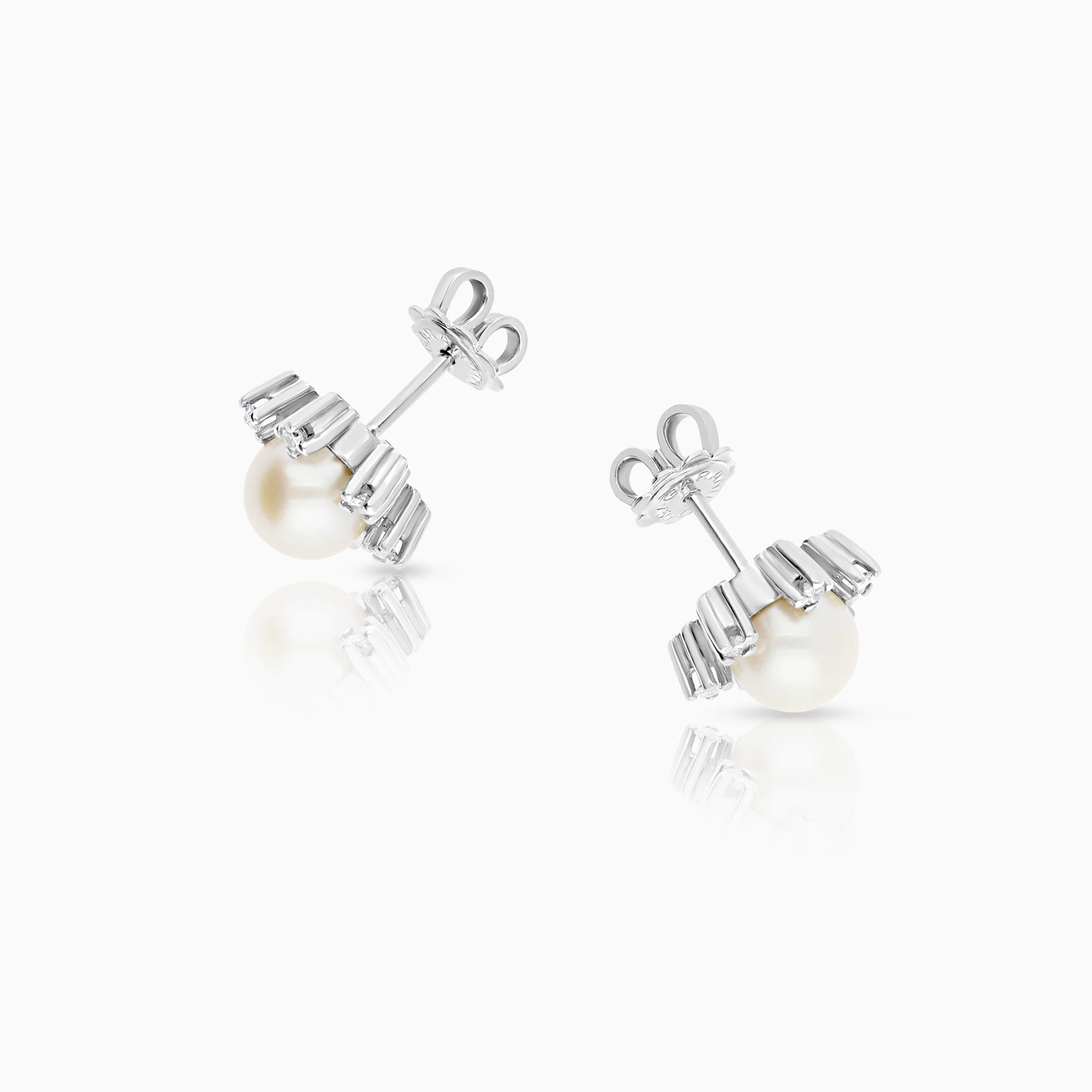 Diamond earrings with pearls 0.18ct 18K white gold - Image 2