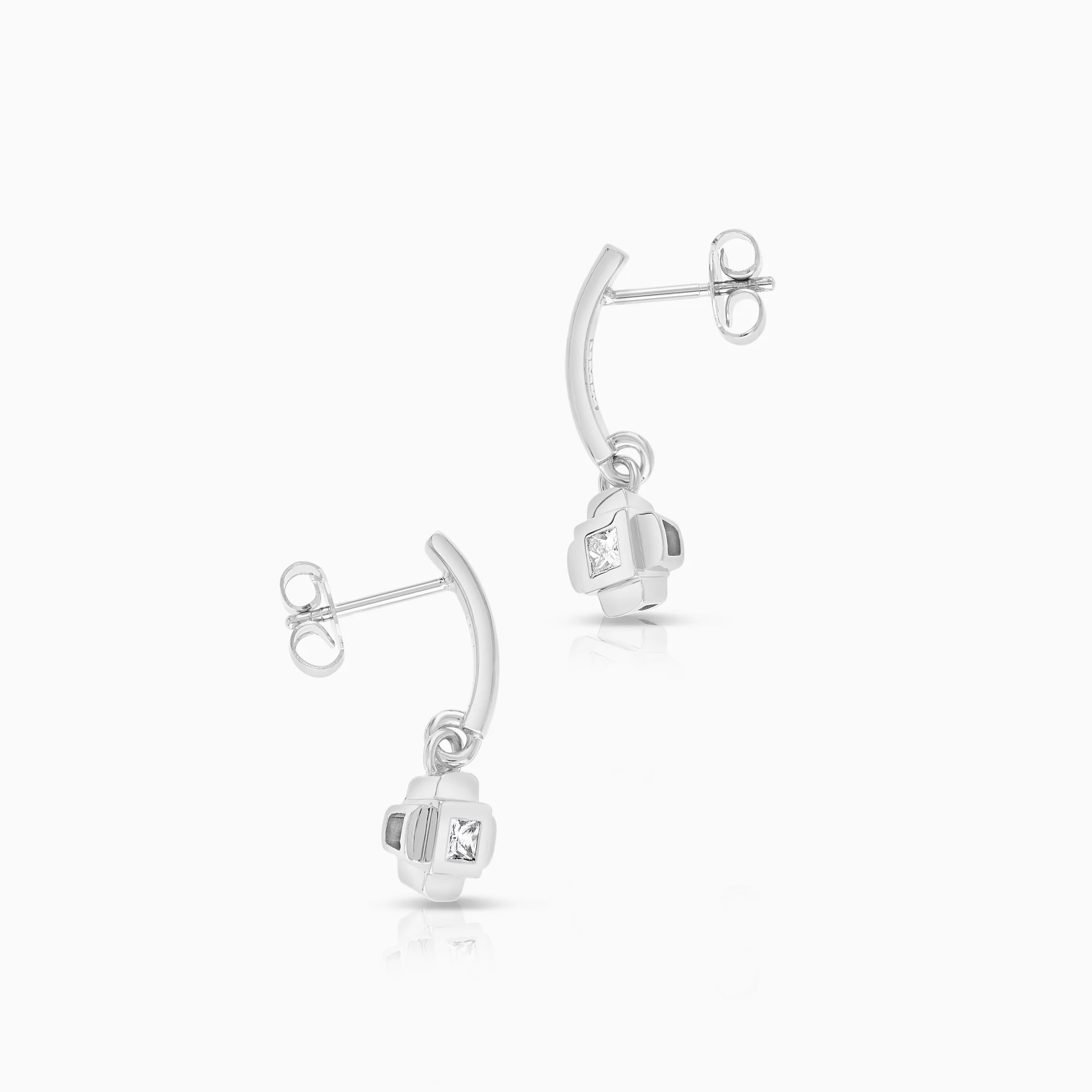 Diamond earrings 0.20ct 18K white gold - Image 2