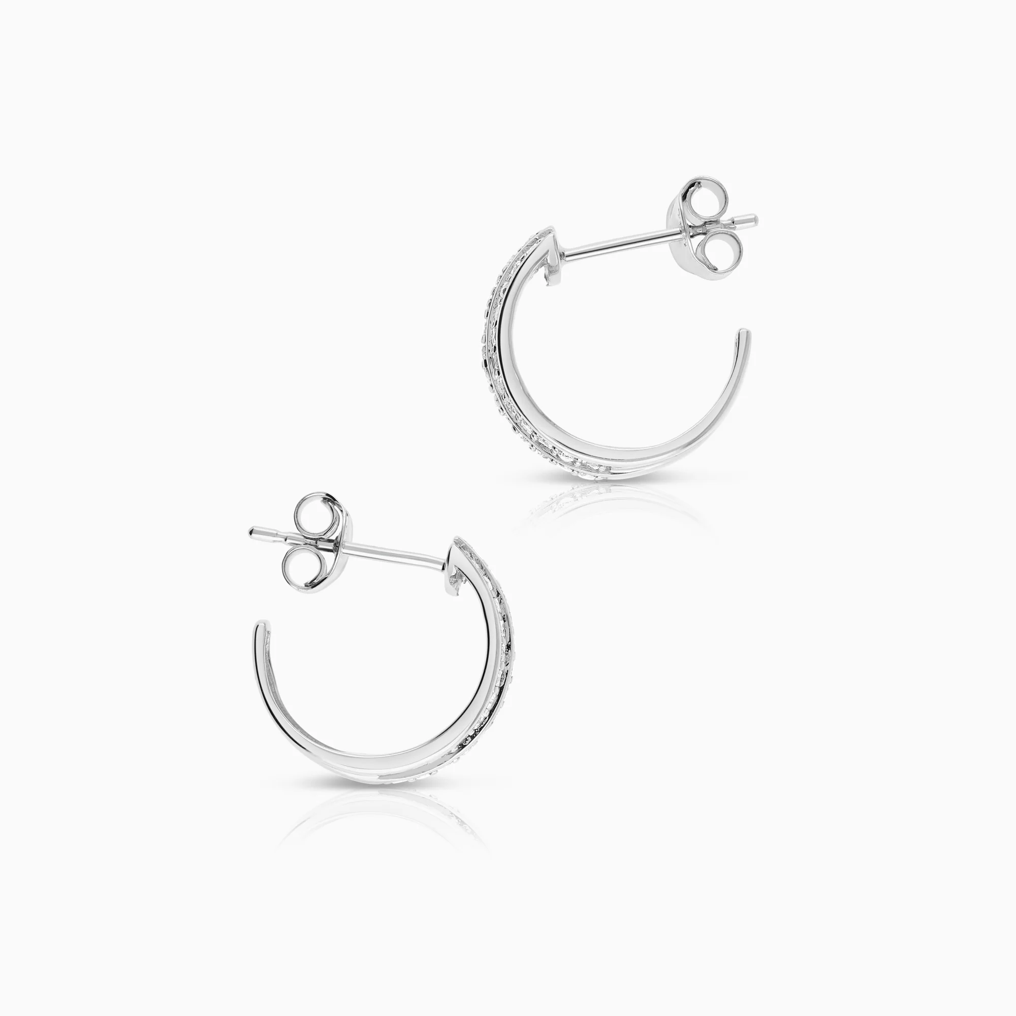 Diamond earrings 0.44ct 9K white gold - Image 2