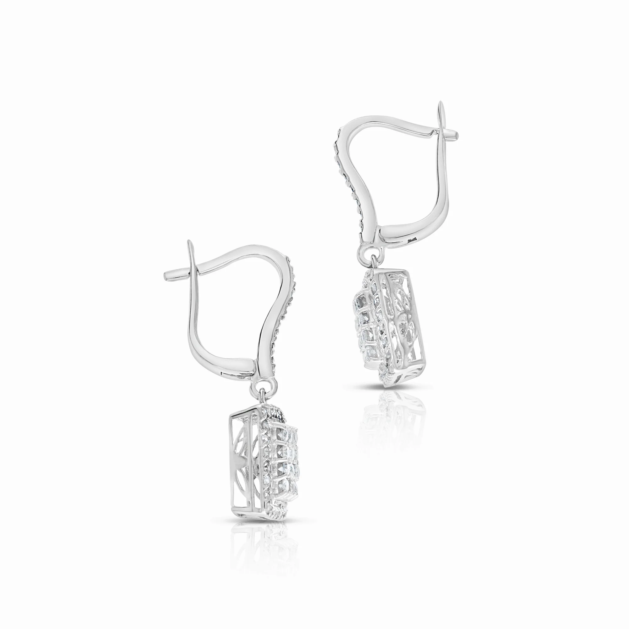 Diamond earrings 0.74ct 18K white gold - Image 2