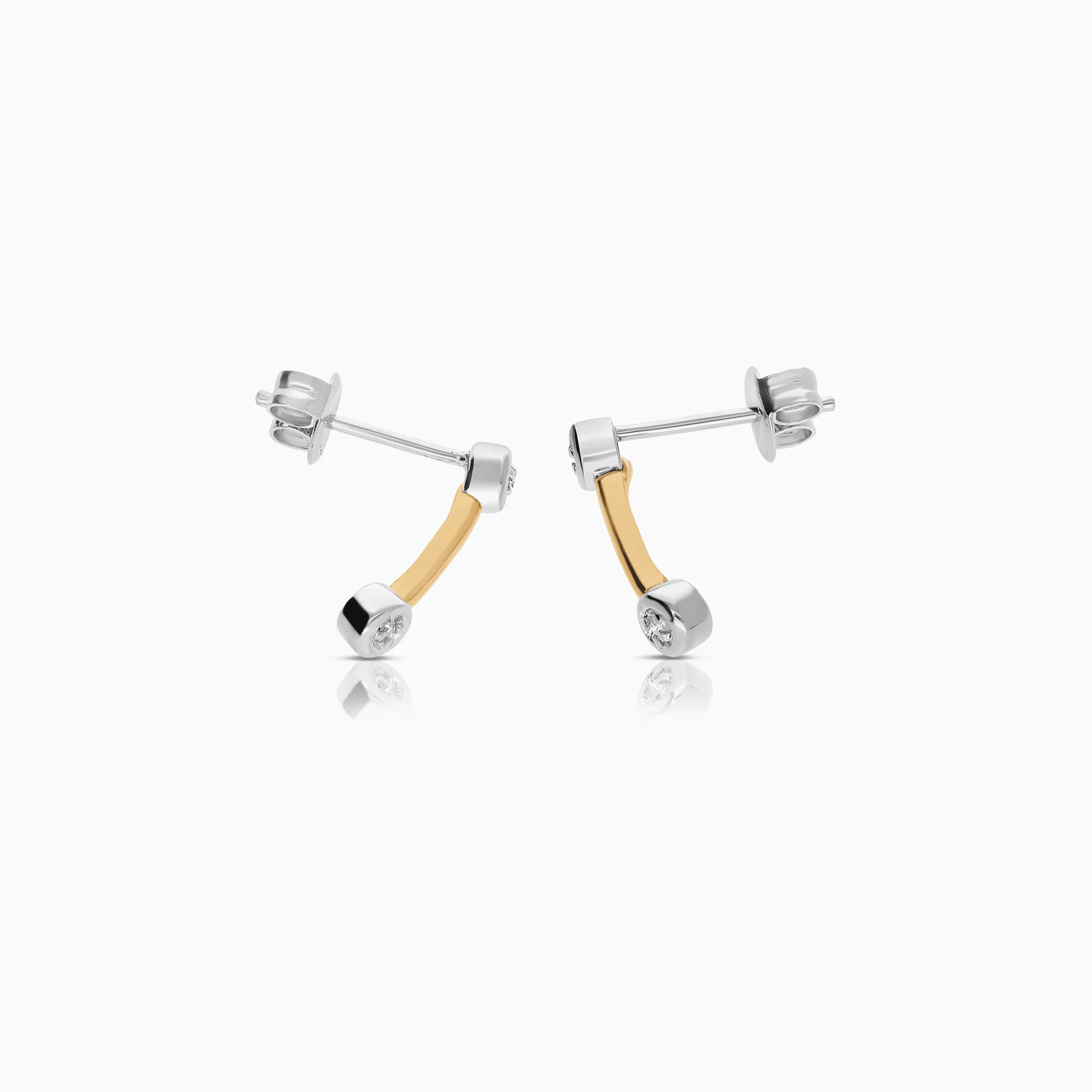 Diamond earrings 0.02ct 18K yellow gold - Image 2