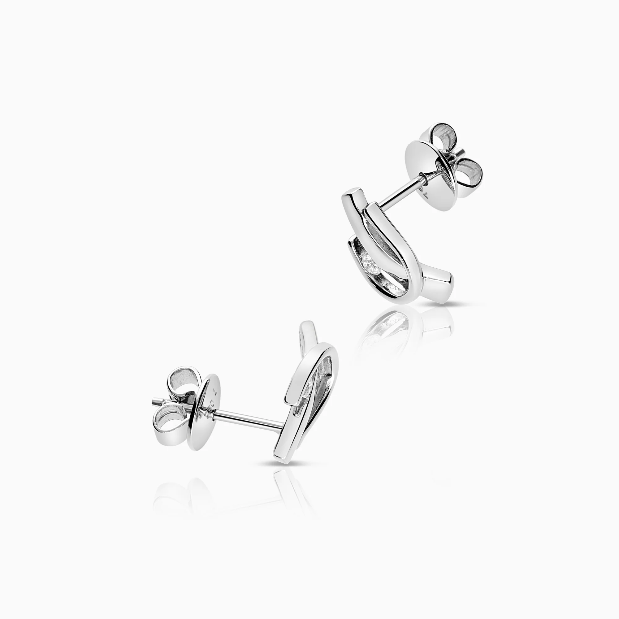 Diamond earrings 0.05ct 18K white gold - Image 2