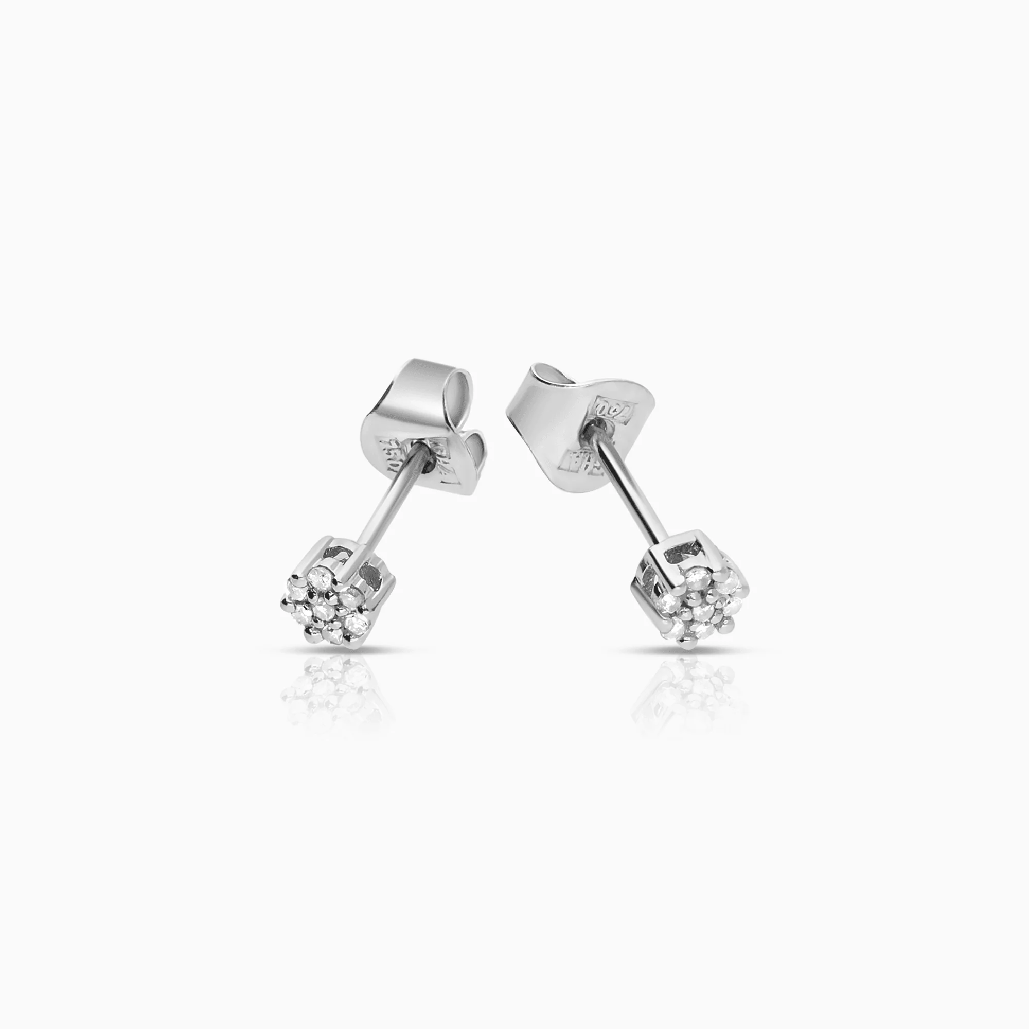 Diamond earrings 0.07ct 18K white gold - Image 2