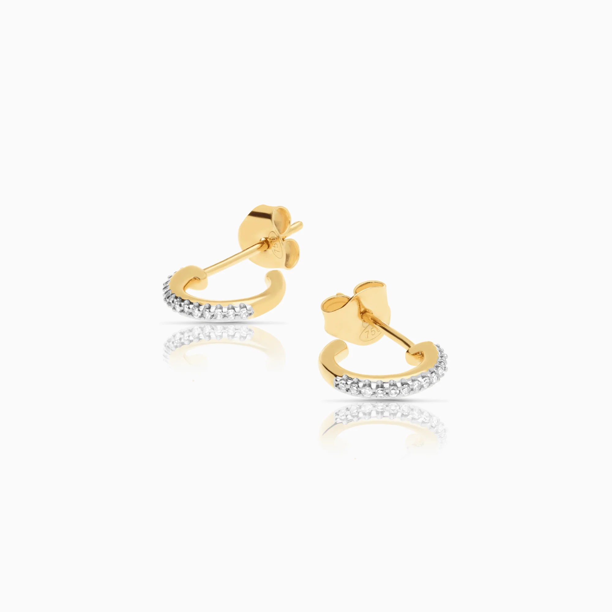 Diamond earrings 0.12ct 18K gold - Image 2