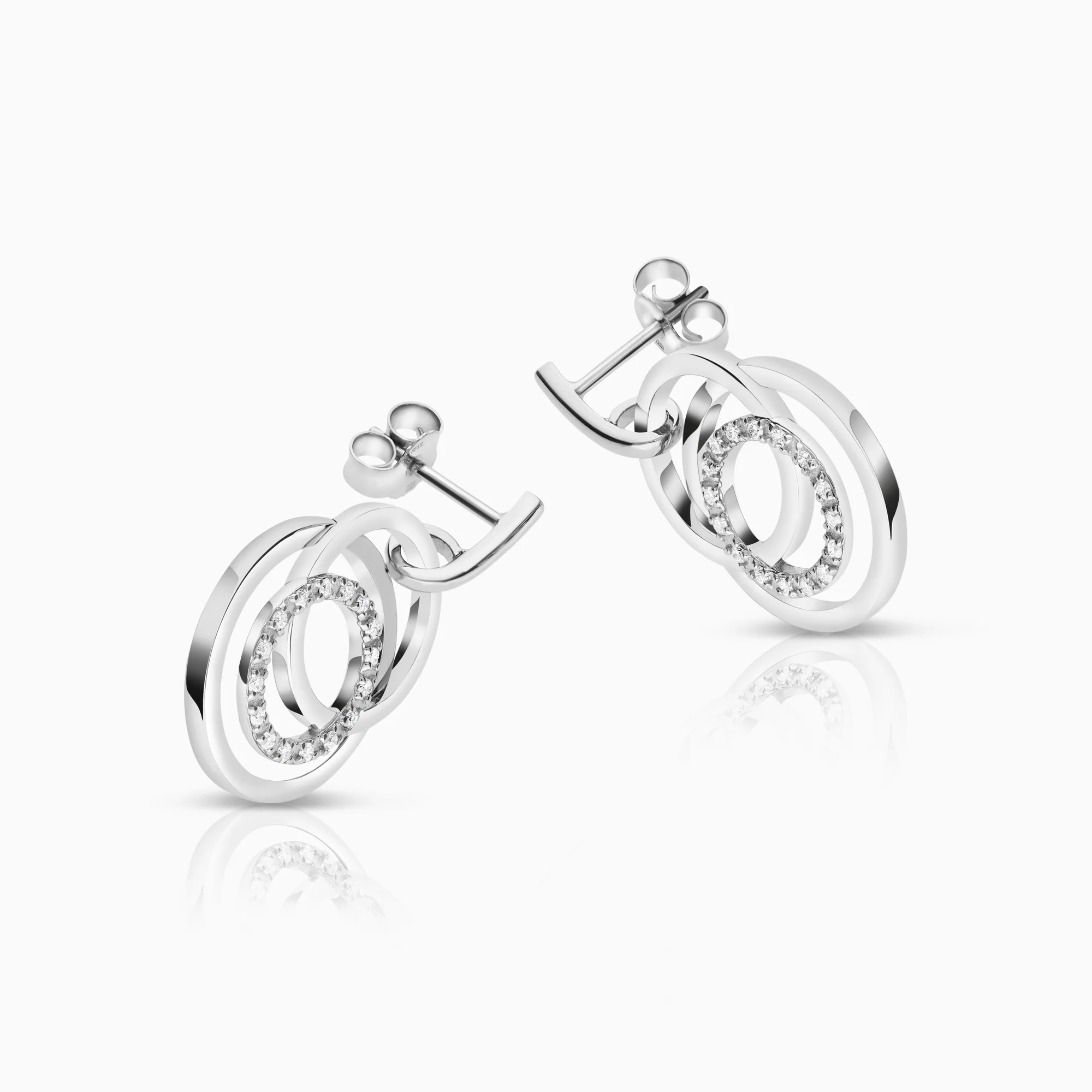 Diamond Earrings 0.16ct 18K White Gold - Image 2