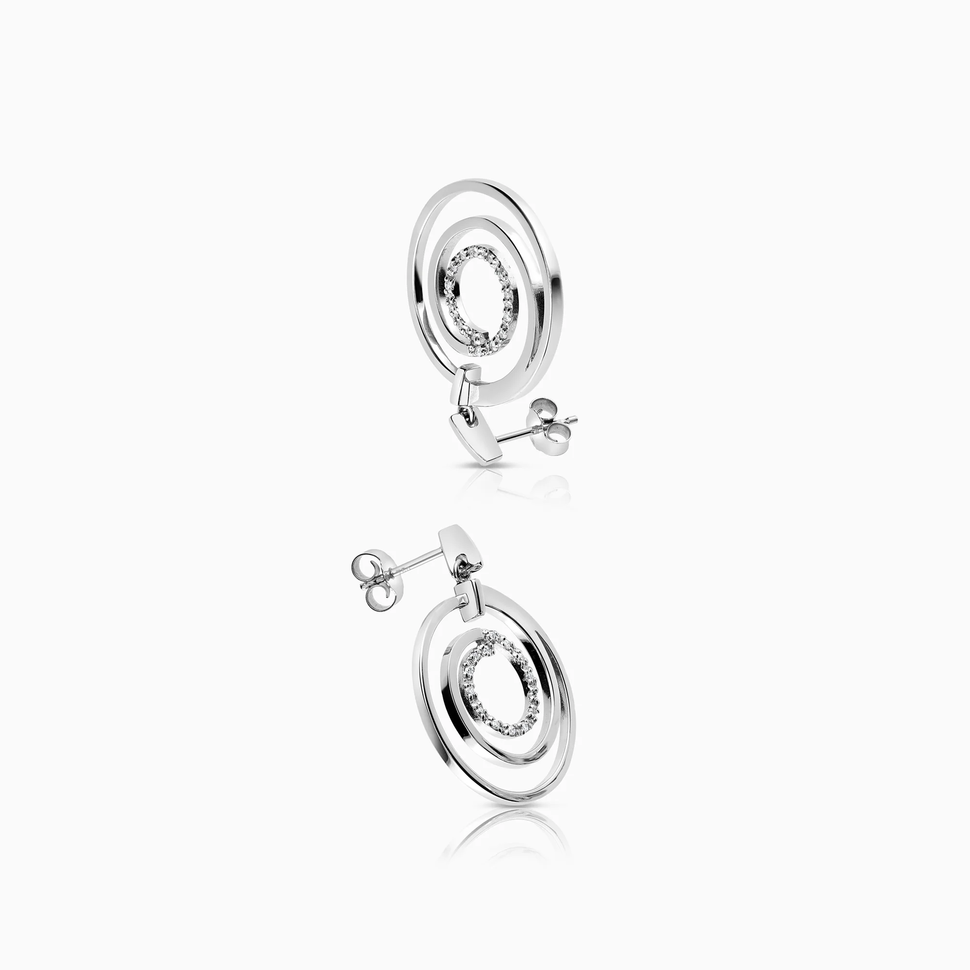 Diamond earrings 0.18ct 18K white gold - Image 3