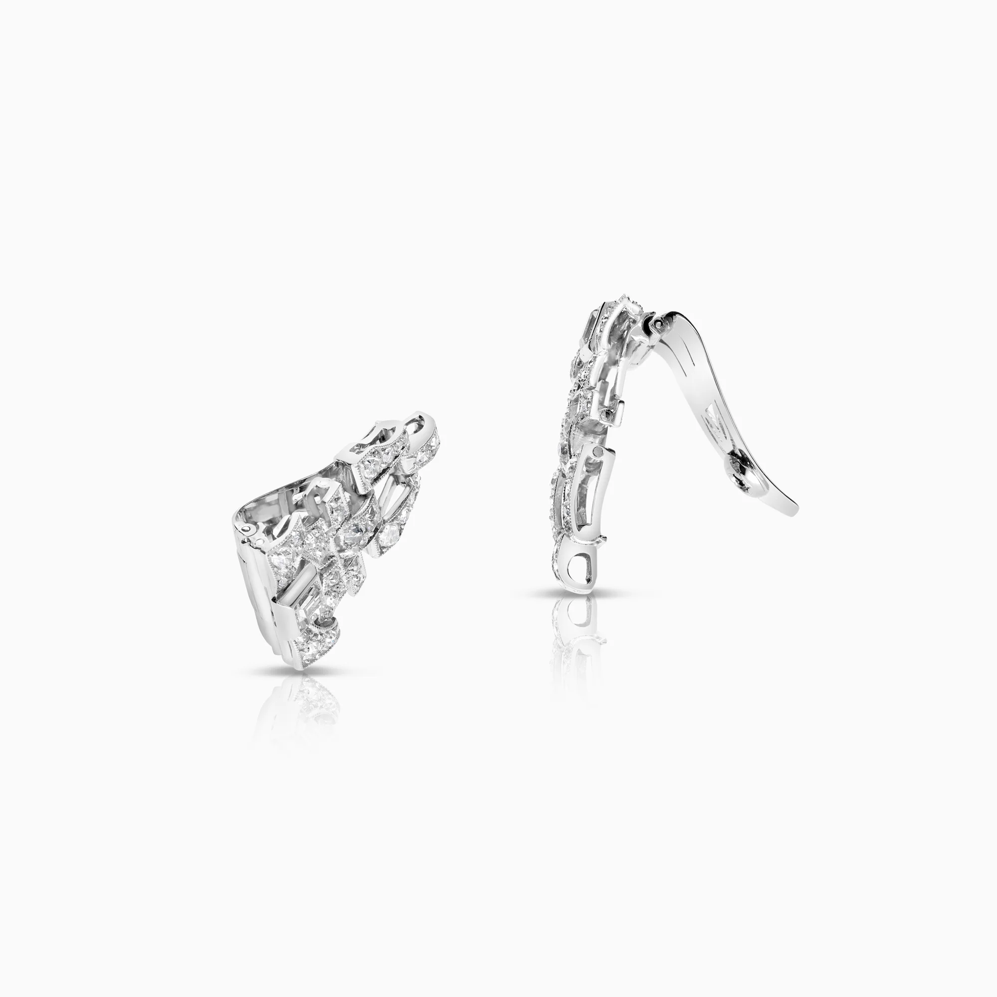 Diamond Clip Earrings 1.20ct 18K White Gold - Image 3