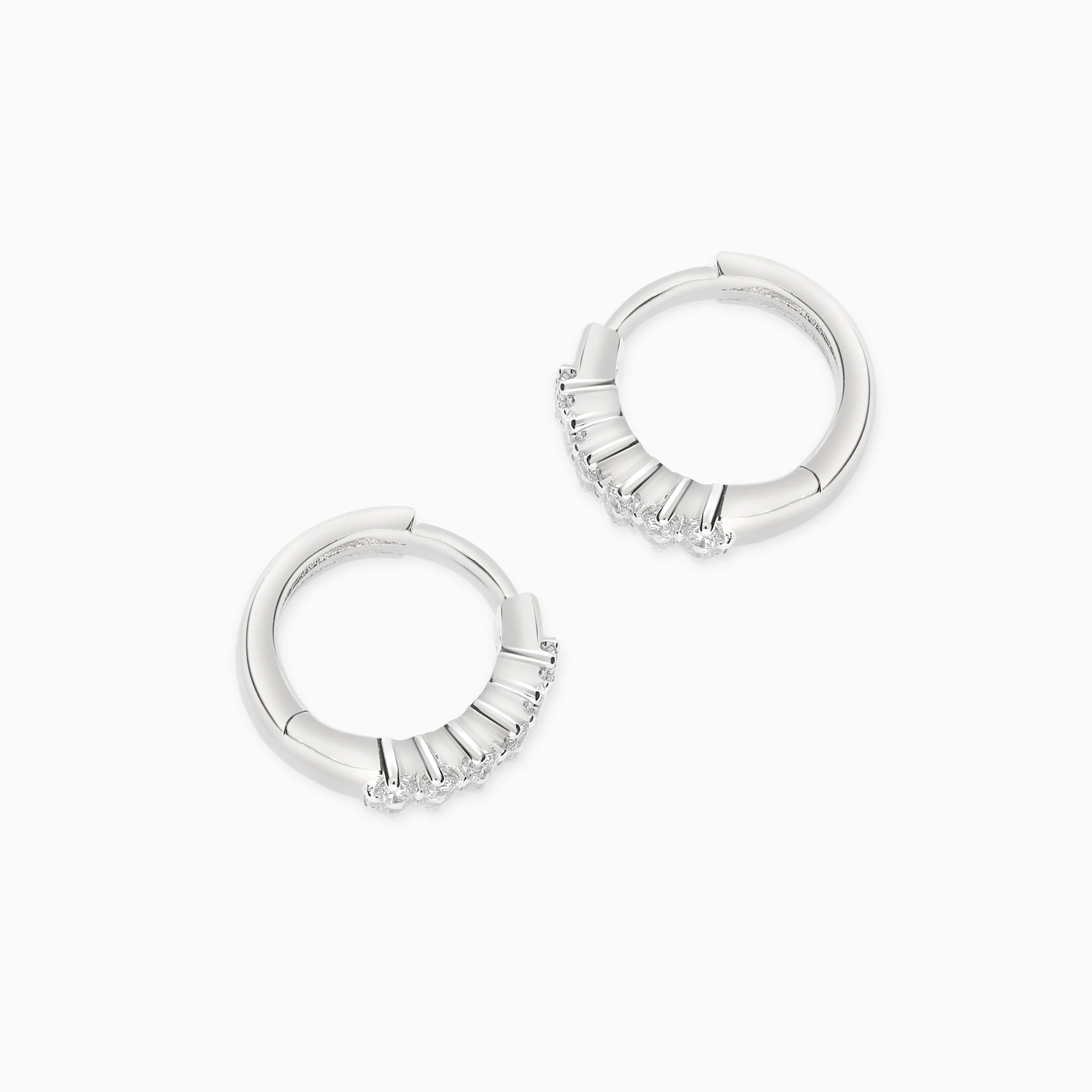 Diamond hoop earrings 0.18ct 18K white gold - Image 2