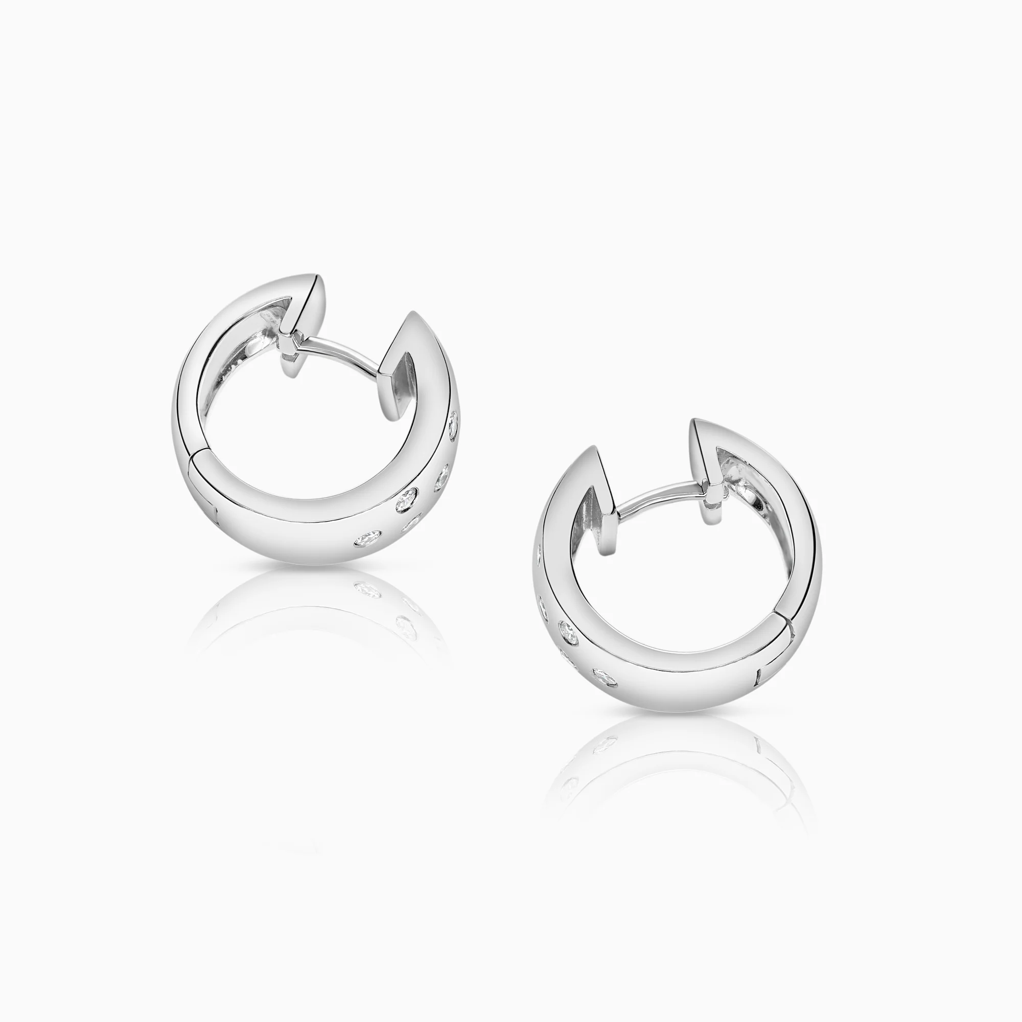 Diamond Hoop Earrings 0.42ct 18K White Gold - Image 3