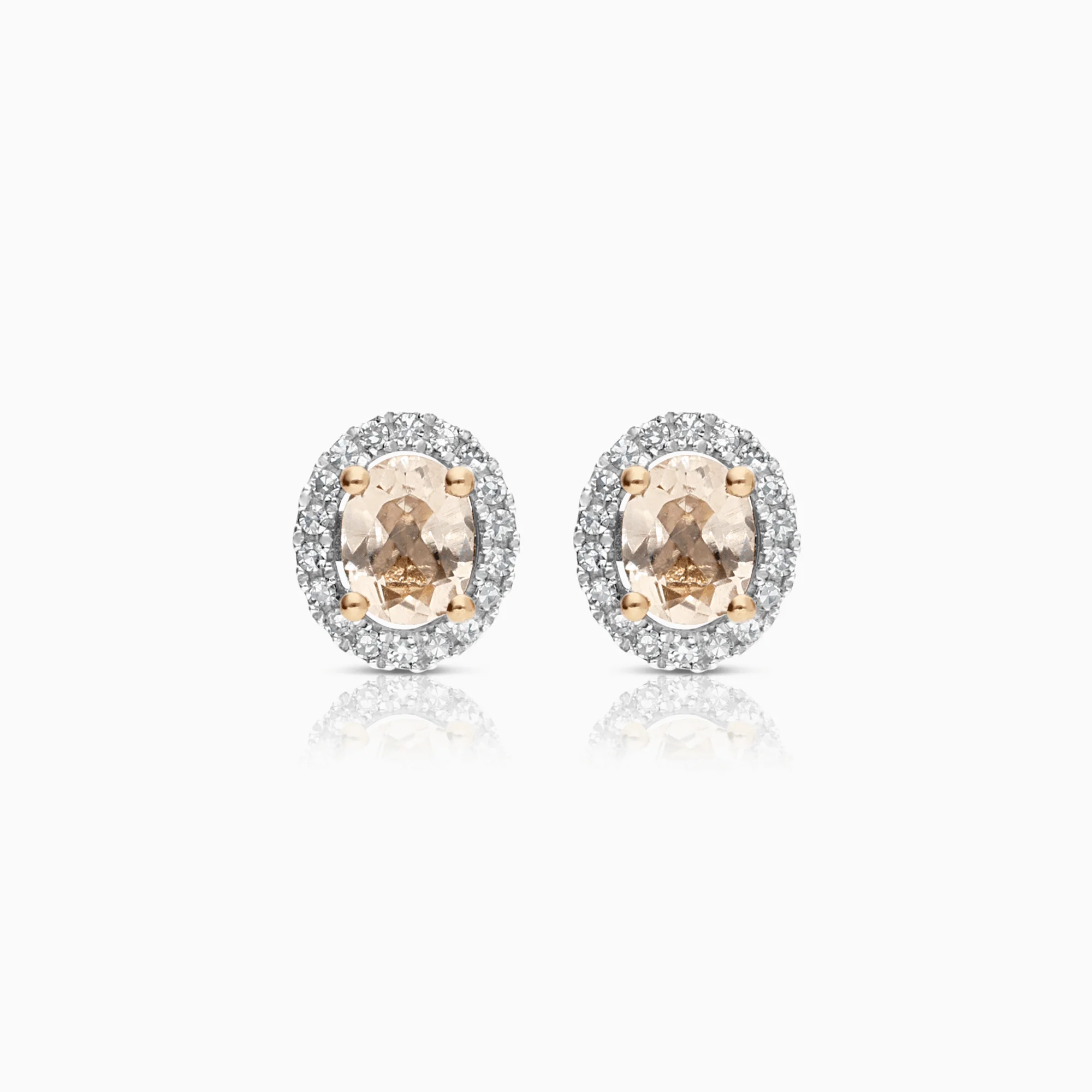 Diamond earrings halo 0.15ct 14K rose gold