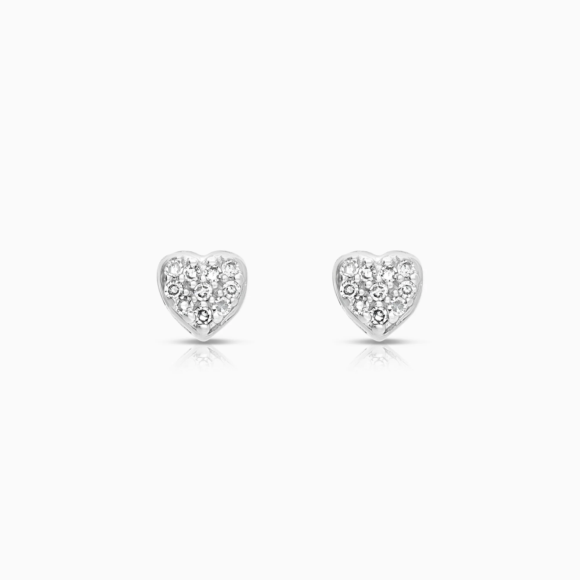 Diamond earrings hearts 0.07ct 18K white gold