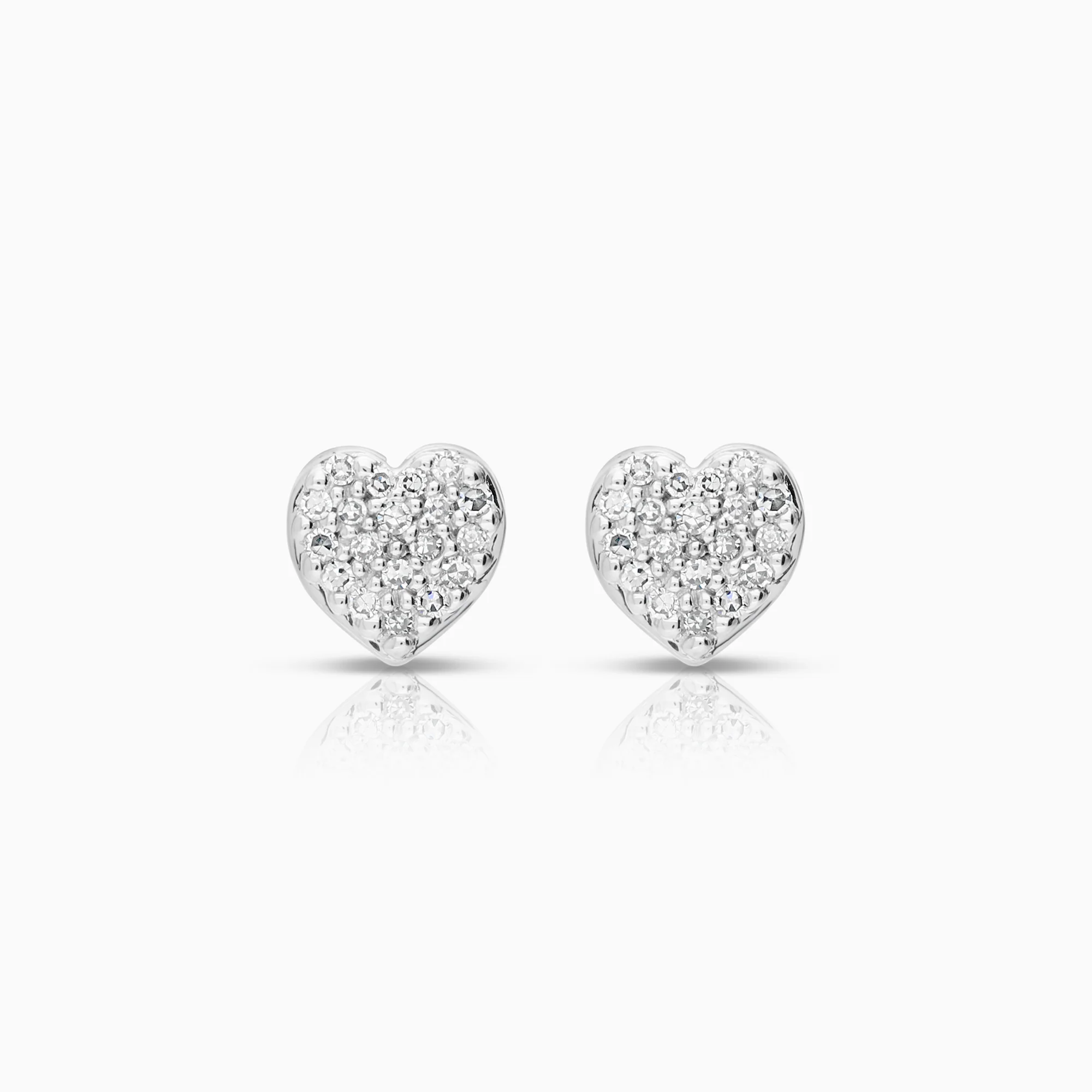 Diamond earrings hearts 0.09ct 18K white gold