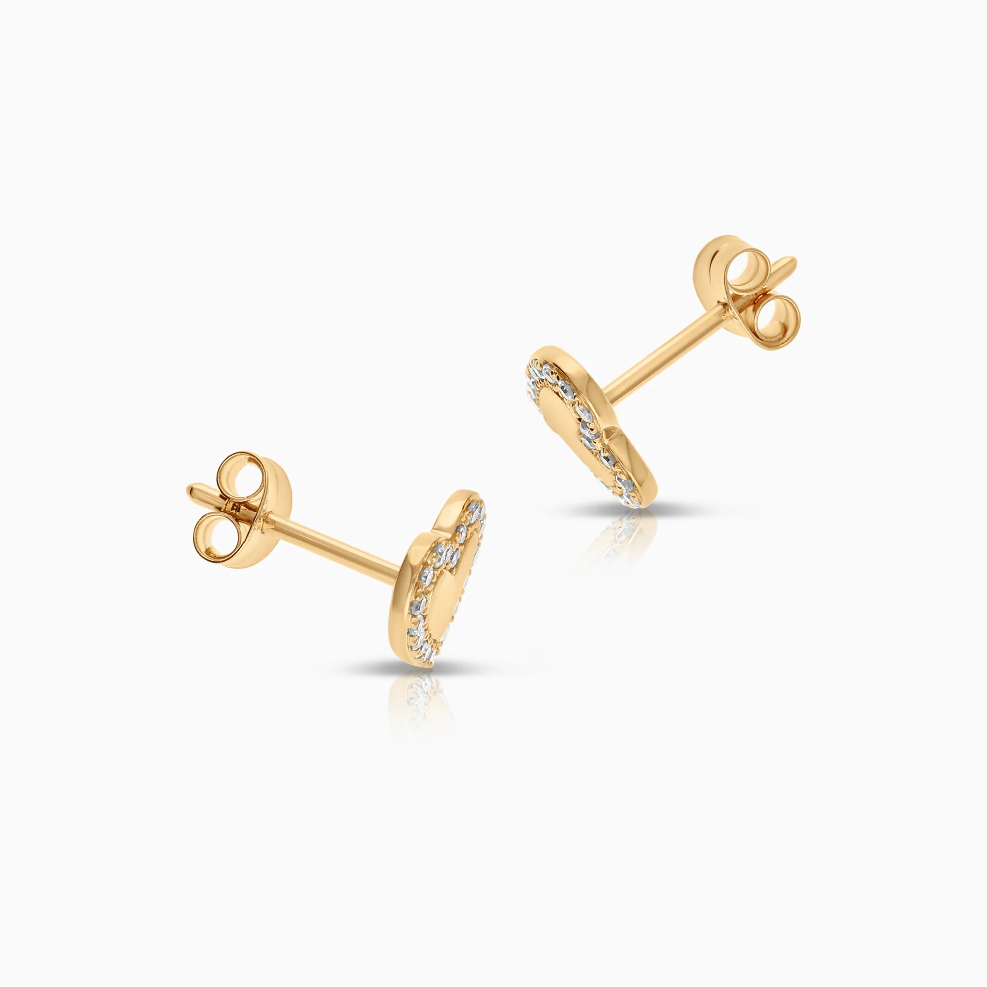 Diamond earrings hearts 0.12ct 18K gold - Image 2